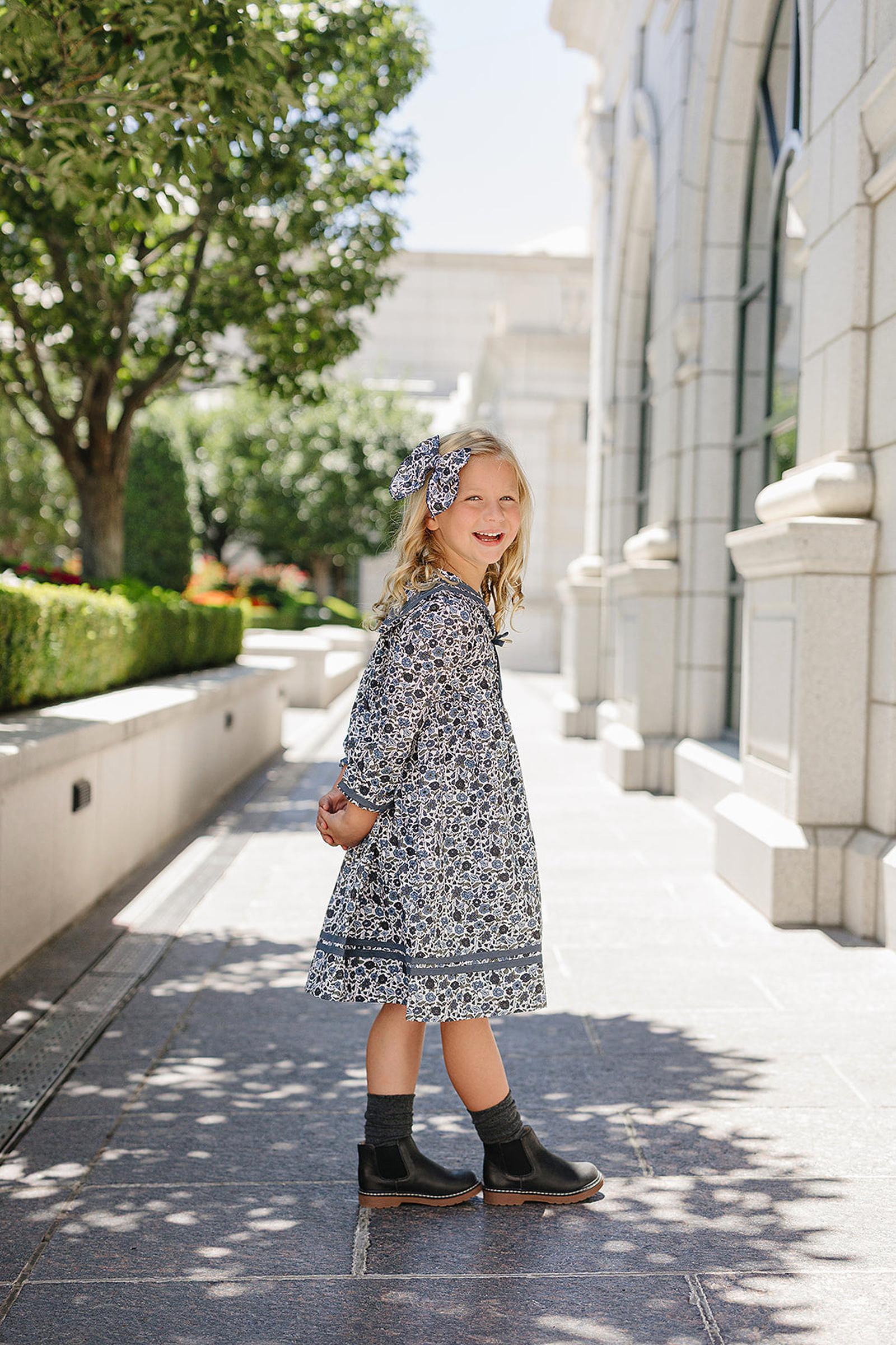Timeless Floral Sailor Dress For Girls, Cotton, Sizes 0-8
