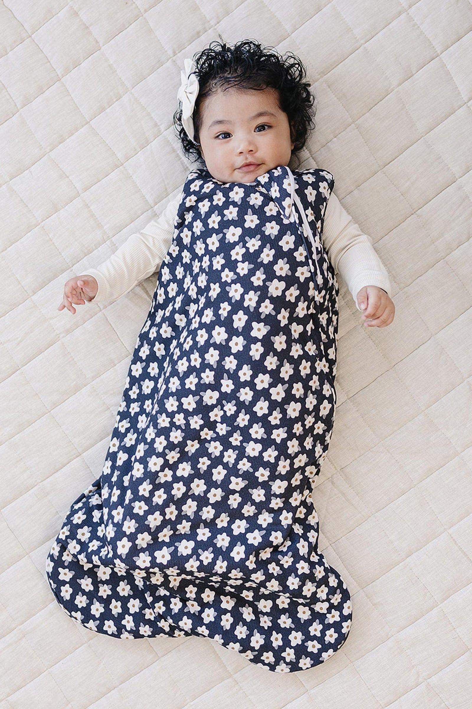 Navy Daisy Bamboo Baby Sleep Sack