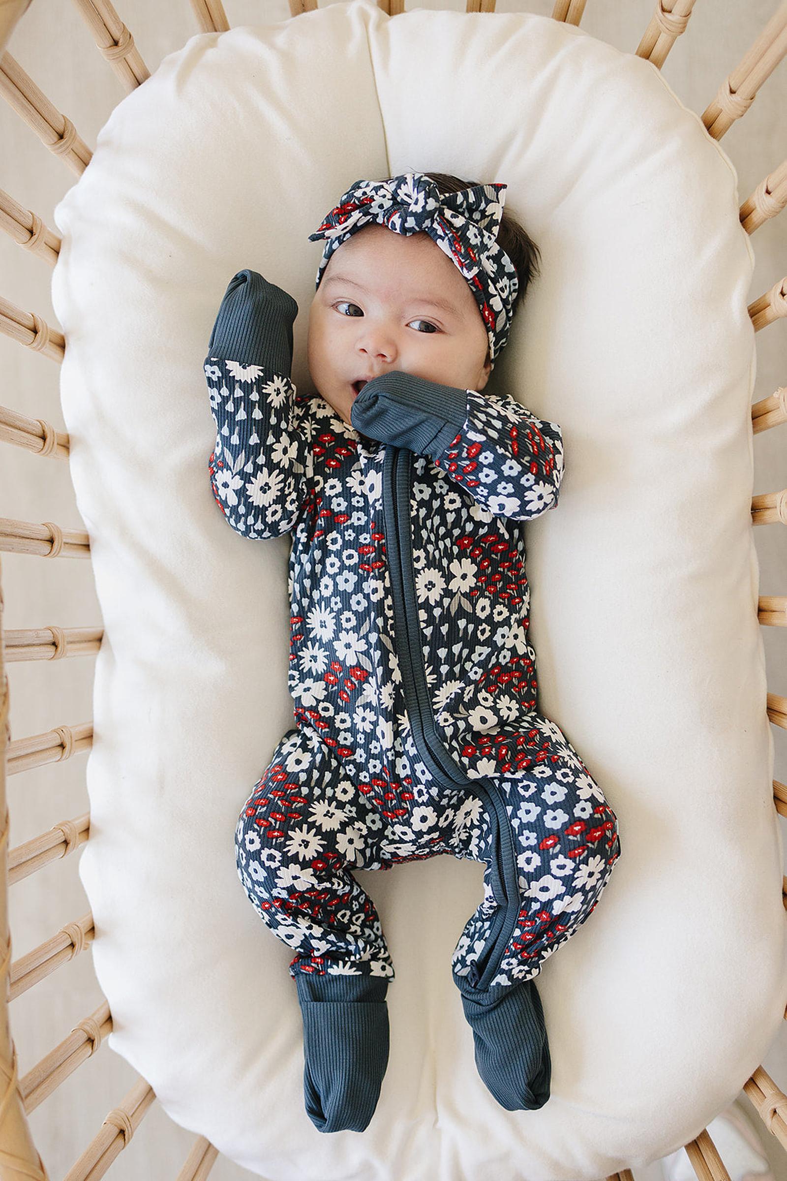 Americana Floral Ribbed Head Wrap, Bamboo, Baby