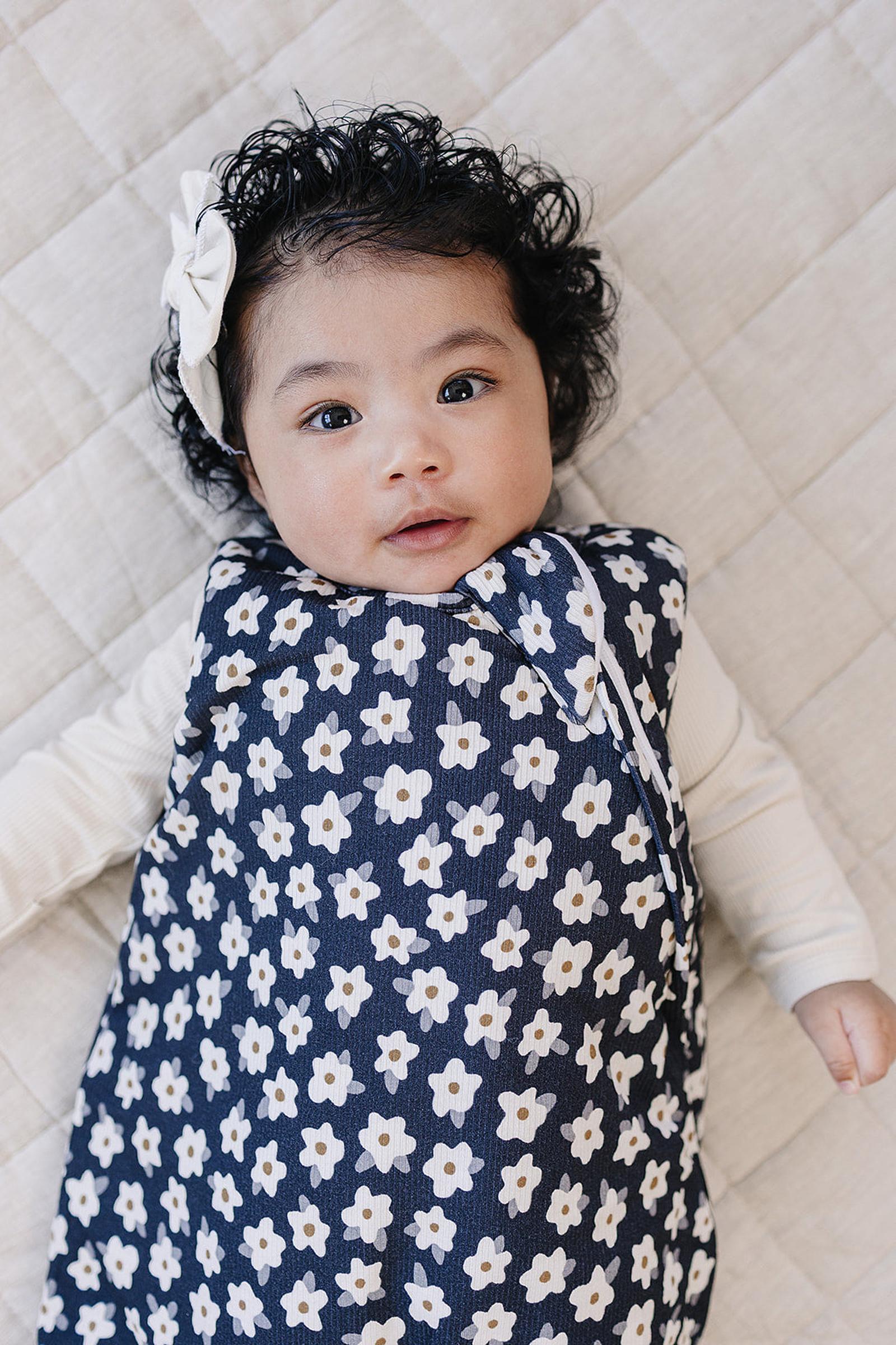 Navy Daisy Bamboo Baby Sleep Sack