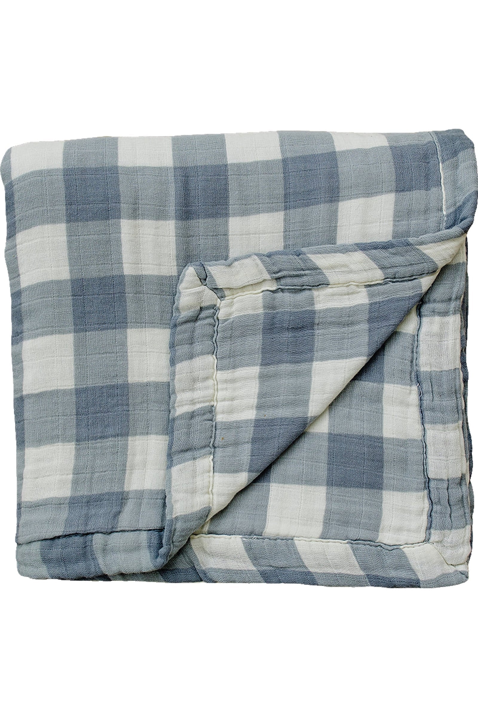 Dusty Blue Gingham Muslin Swaddle Blanket, 100% Cotton, Baby Essentials