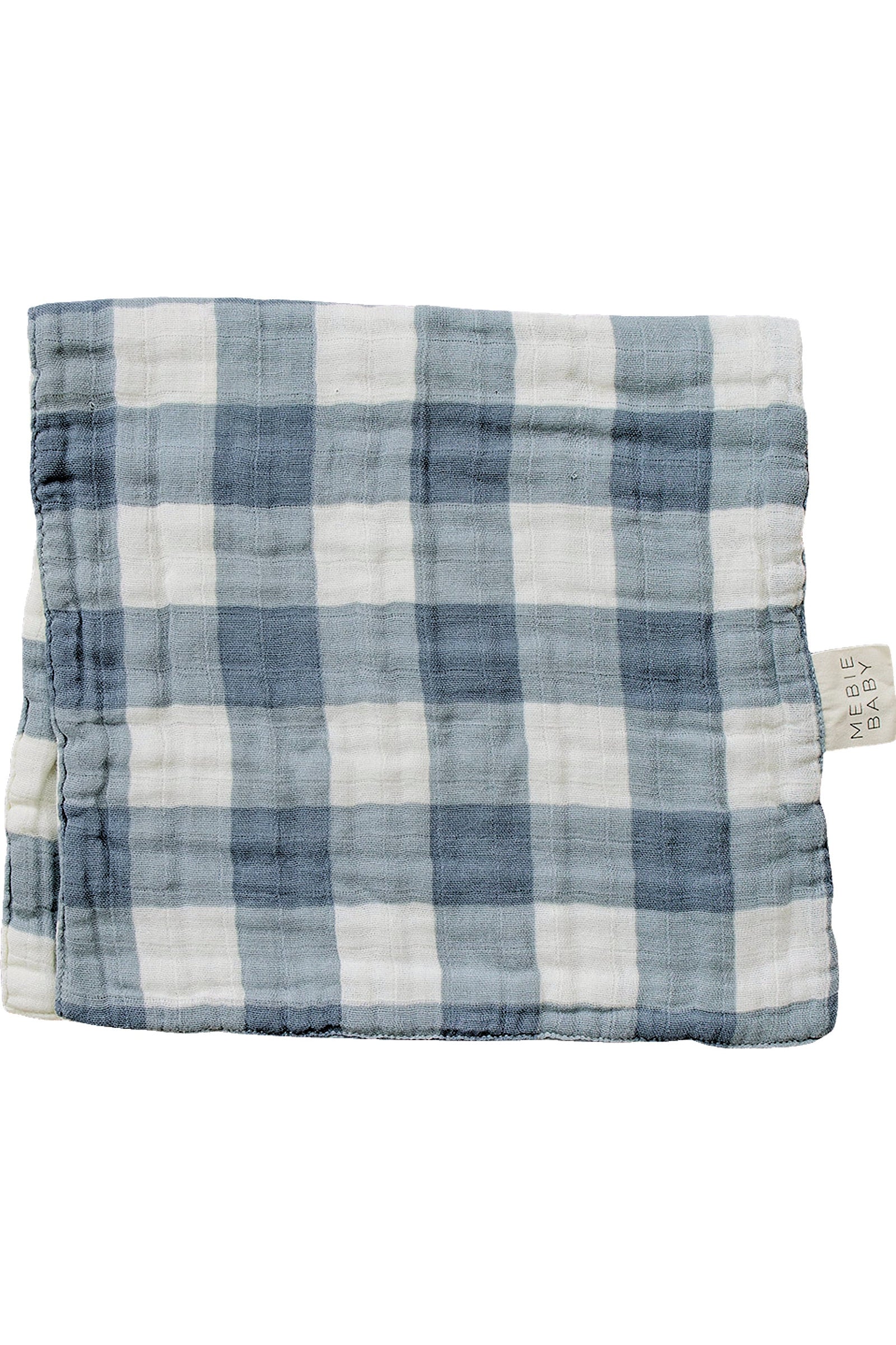Dusty Blue Gingham Muslin Burp Cloth, 100% Cotton, Baby Essentials
