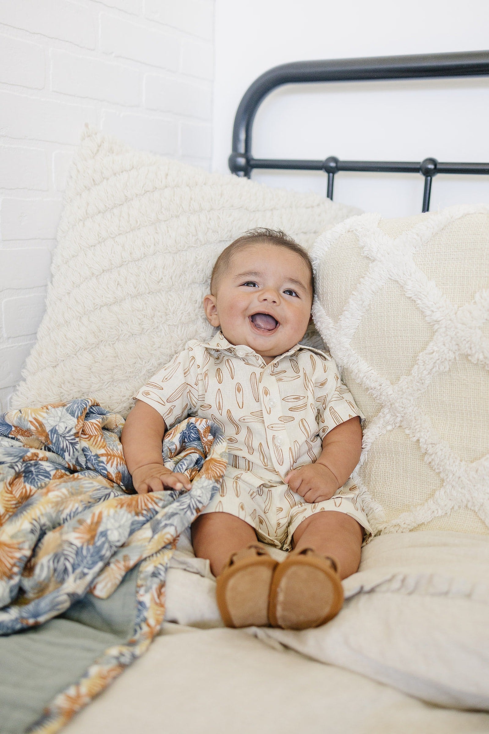Surfboard Button Up Shirt, Linen Rayon, Baby, Toddler & Kids