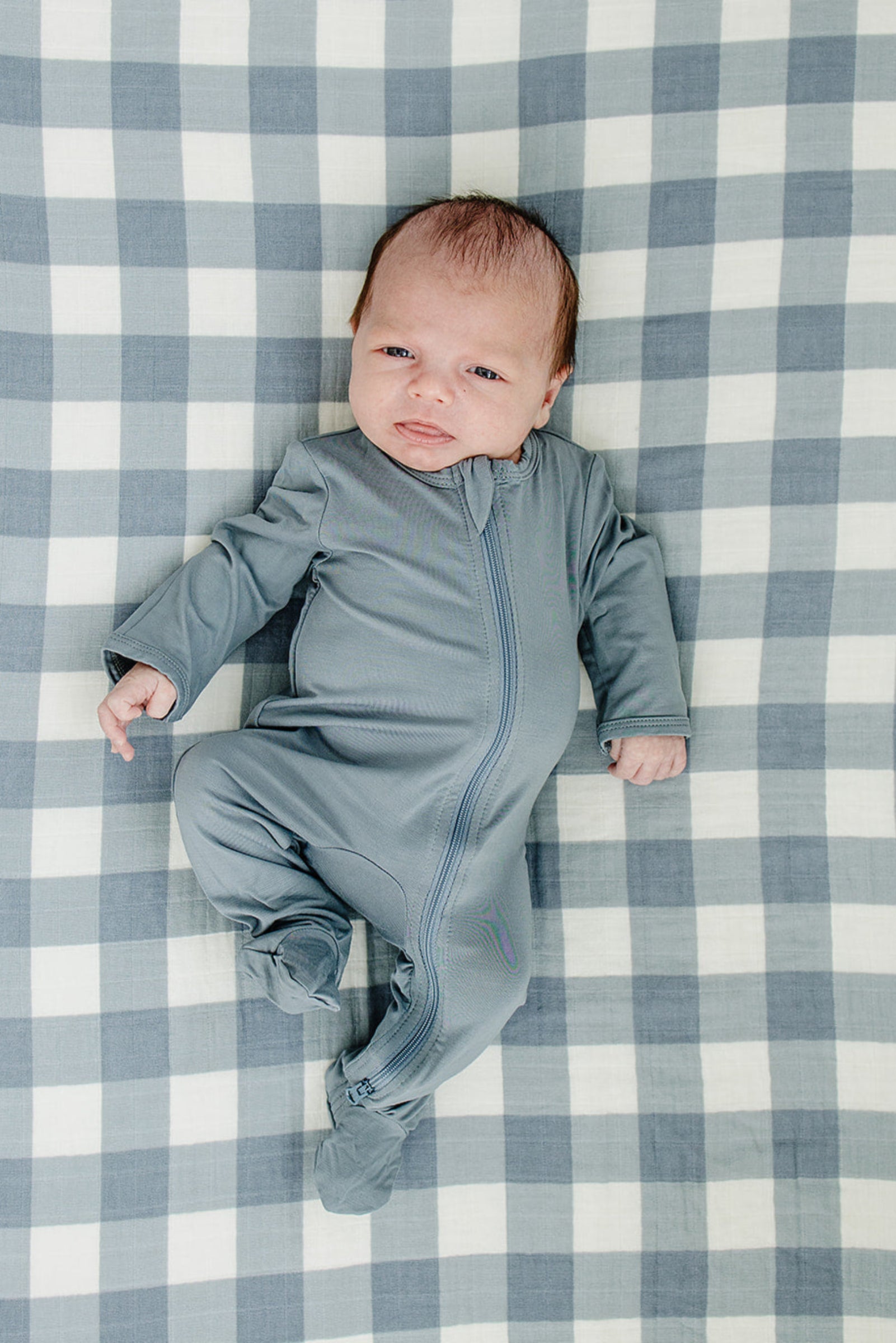 Dusty Blue Gingham Muslin Crib Sheet, 100% Cotton, Baby Essentials