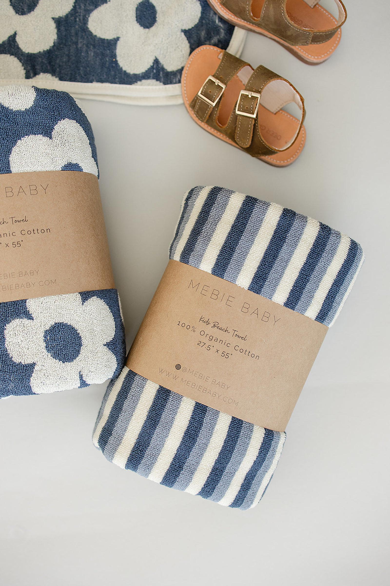 Navy Stripe Organic Cotton Beach Towel, 100% Cotton, Gender Neutral, Baby, Toddler & Kids