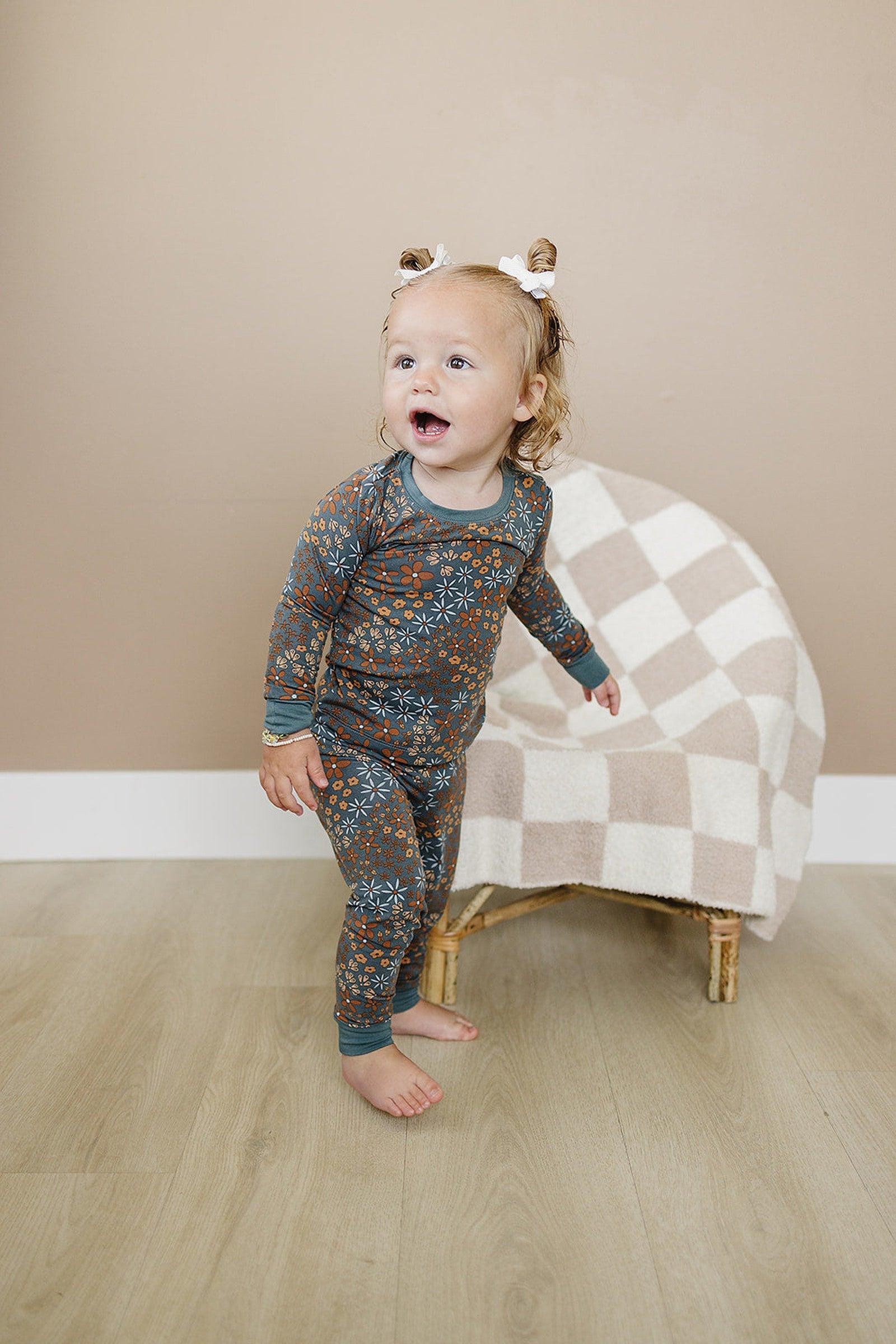 Navy Floral Cozy Pajama Set, Bamboo, Baby Essentials