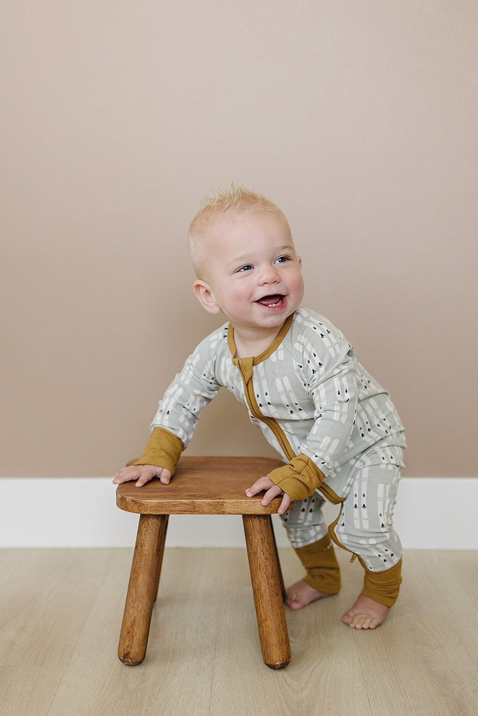 Ski Ribbed Zipper Pajama, Bamboo, Baby Essentials