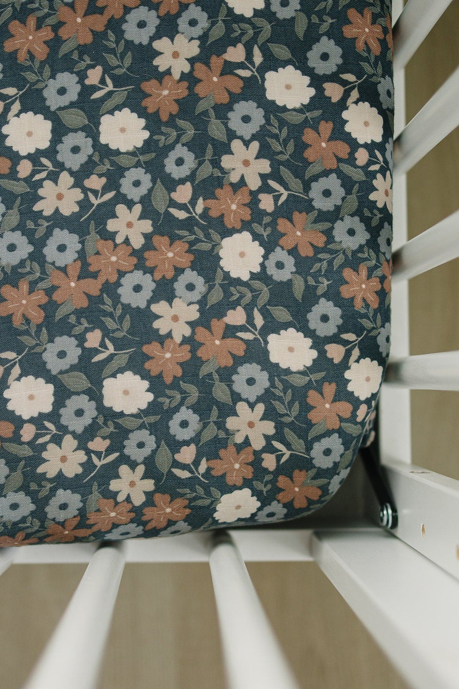 Midnight Floral Muslin Crib Sheet, 100% Cotton, Baby Essentials