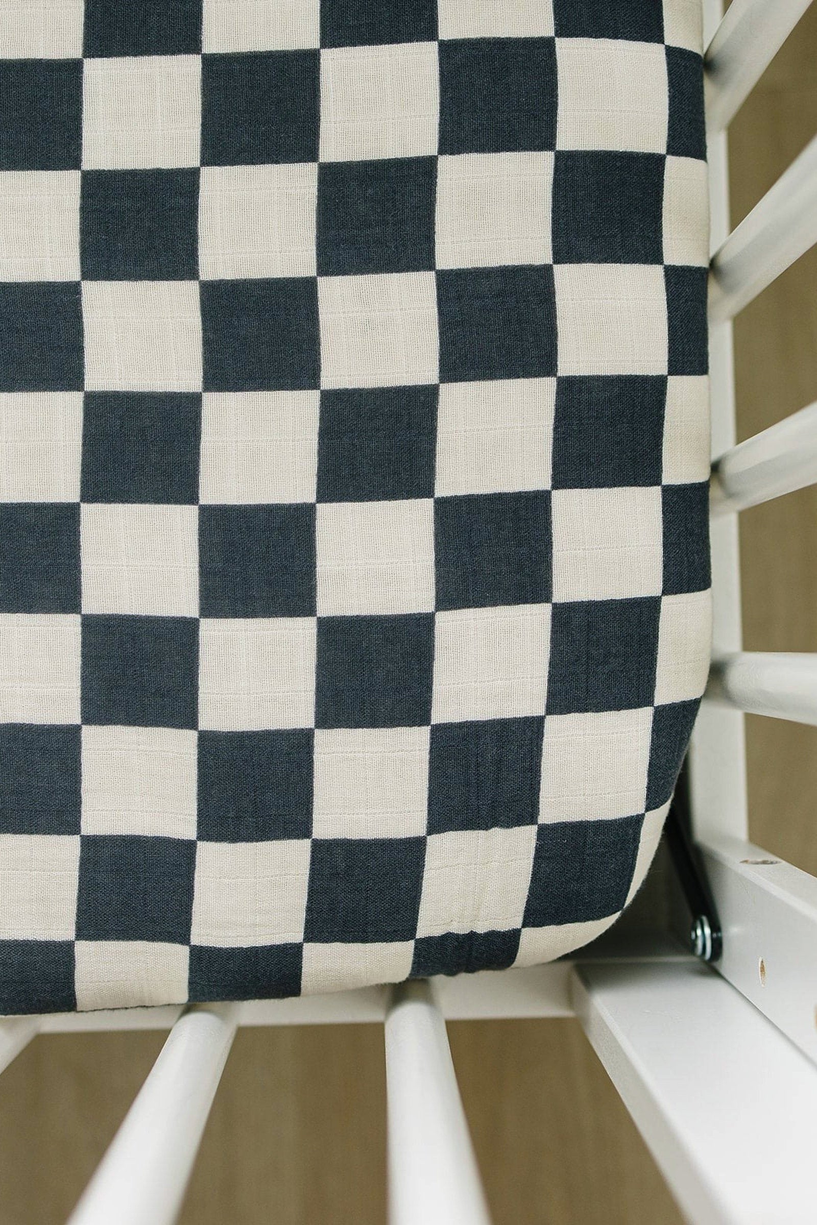 Charcoal Checkered Muslin Crib Sheet, Baby Essentials, Gender Neutral, Cotton
