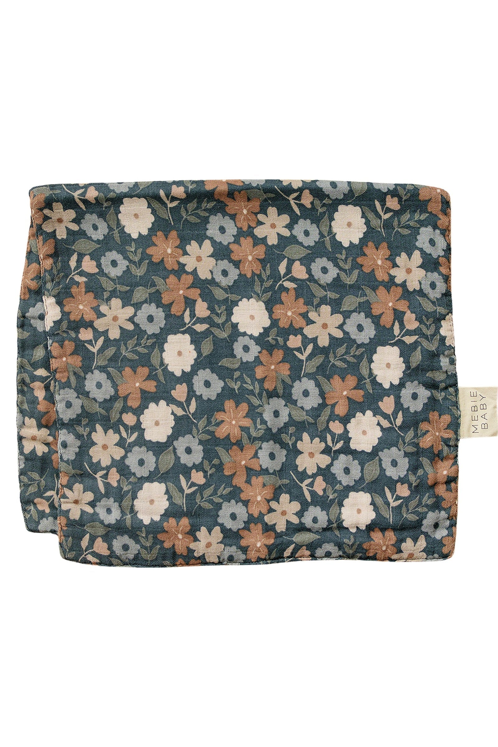 Midnight Floral Muslin Burp Cloth, 100% Cotton, Baby Essentials