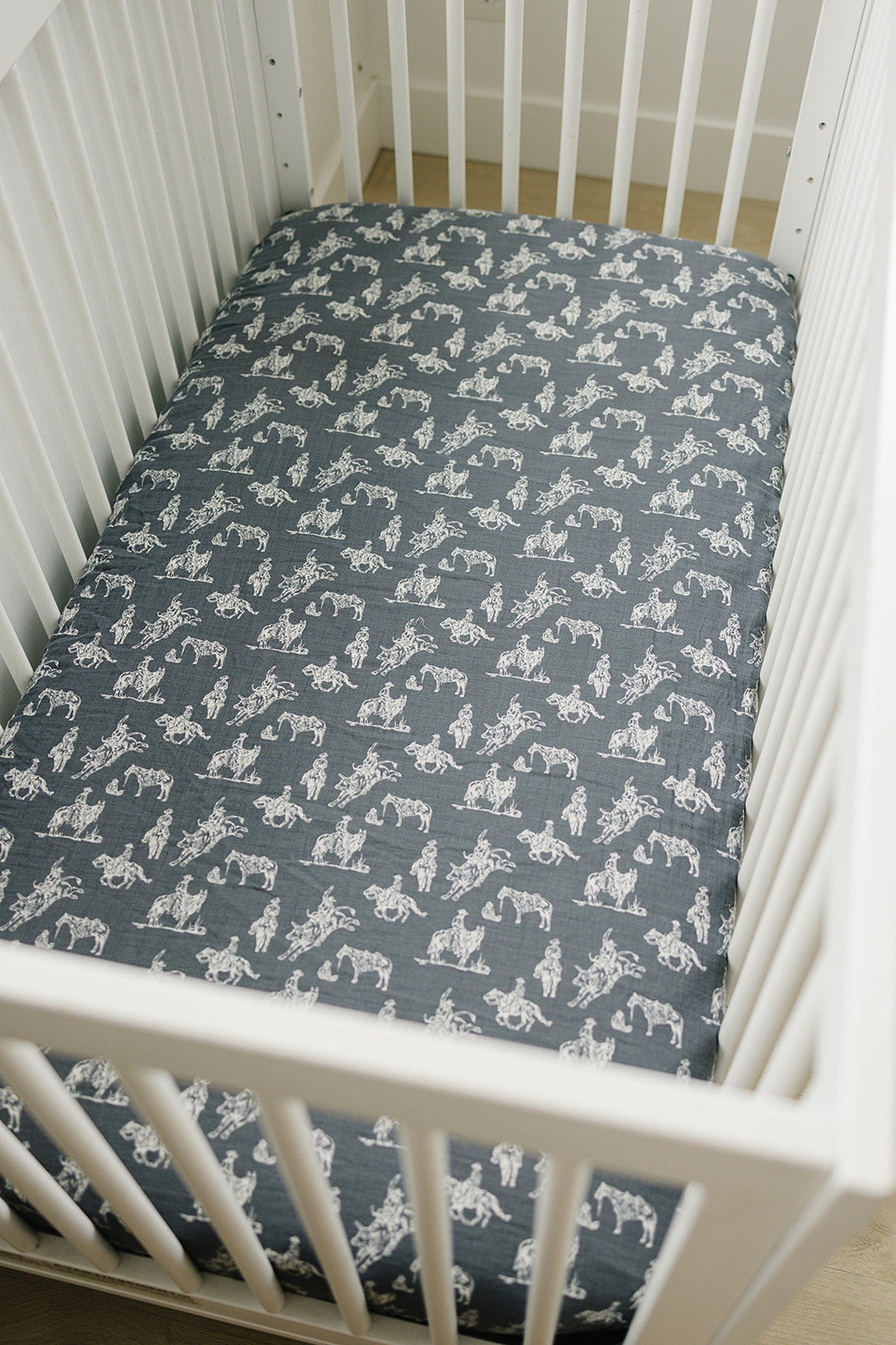 Wild West Muslin Crib Sheet, 100% Cotton, Baby Essentials, Rodeo Collection
