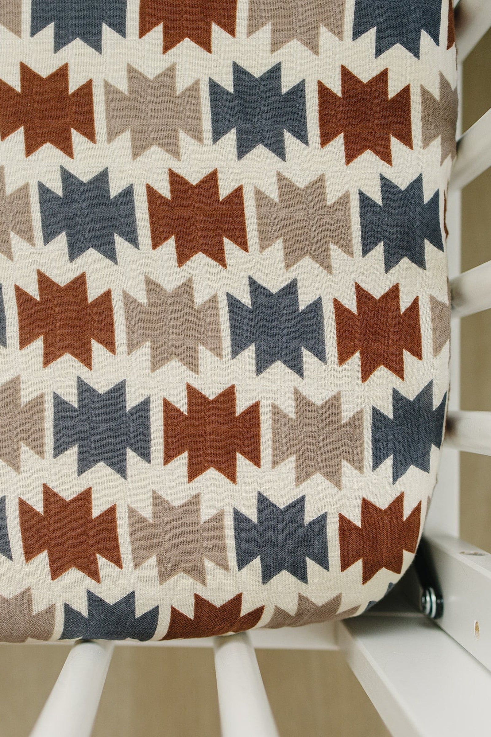 Western Aztec Muslin Crib Sheet, 100% Cotton, Baby Essentials, Rodeo Collection