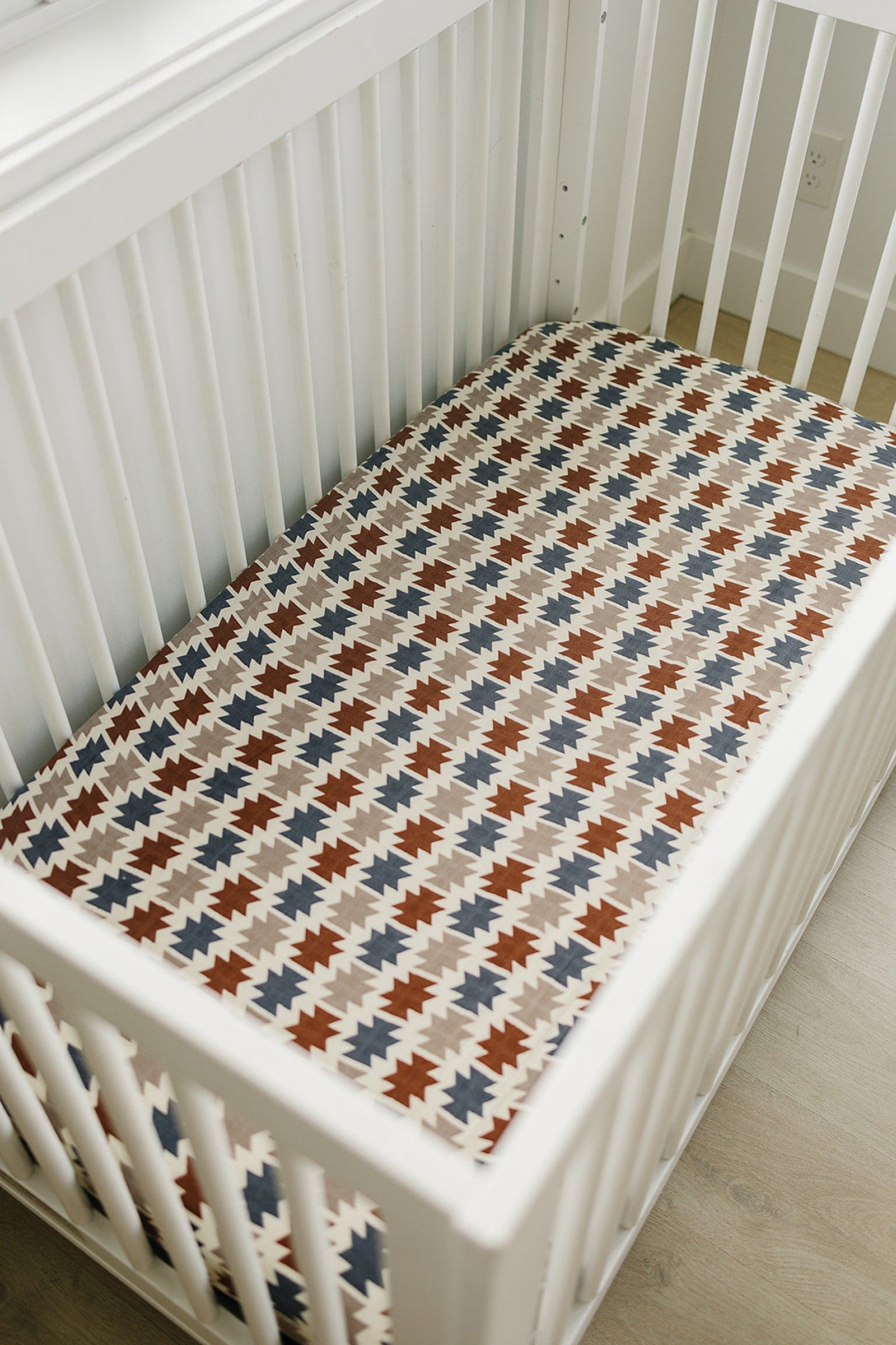 Western Aztec Muslin Crib Sheet, 100% Cotton, Baby Essentials, Rodeo Collection
