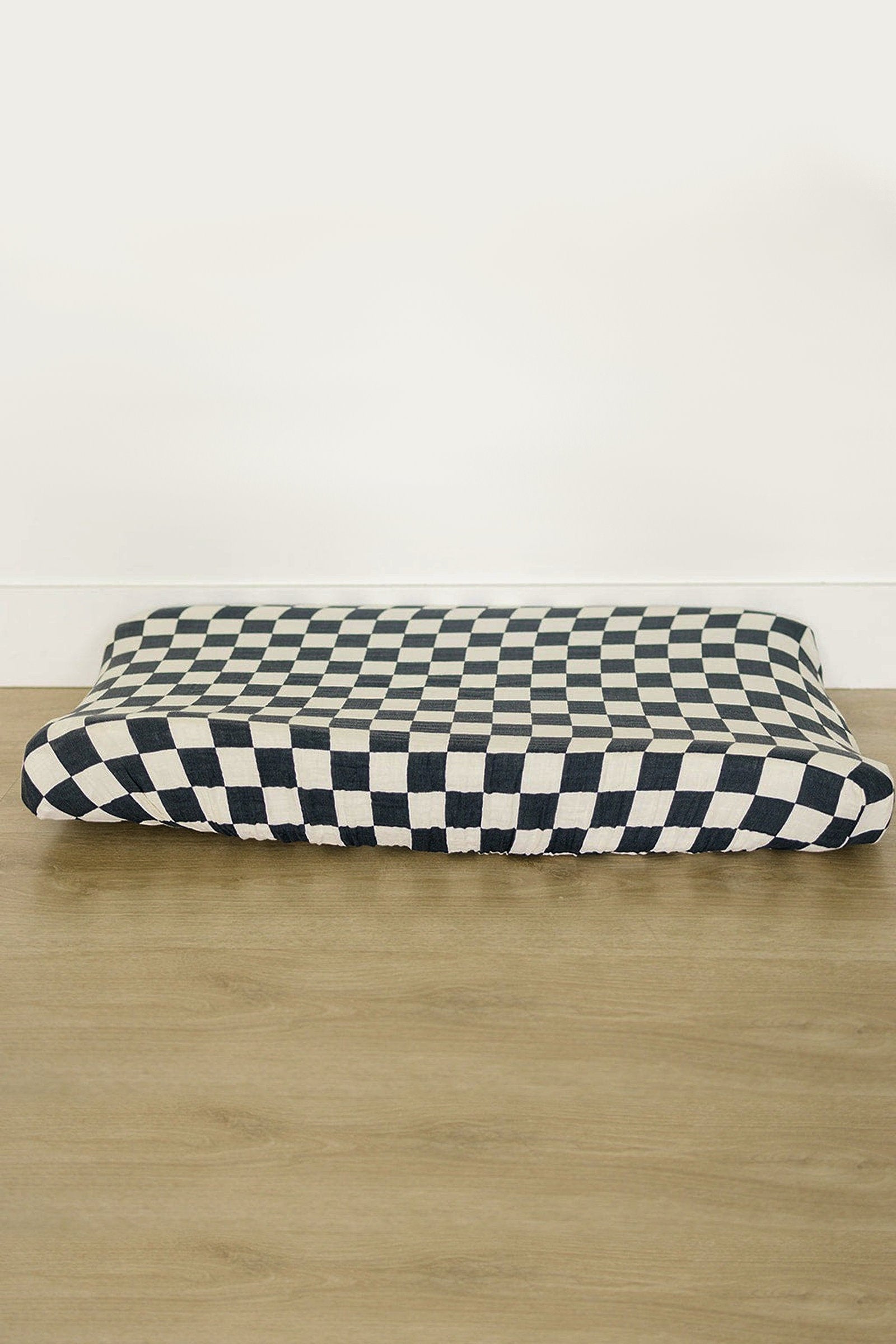 Charcoal Checkered Muslin Changing Pad Cover, Baby Essentials, Gender Neutral, Cotton