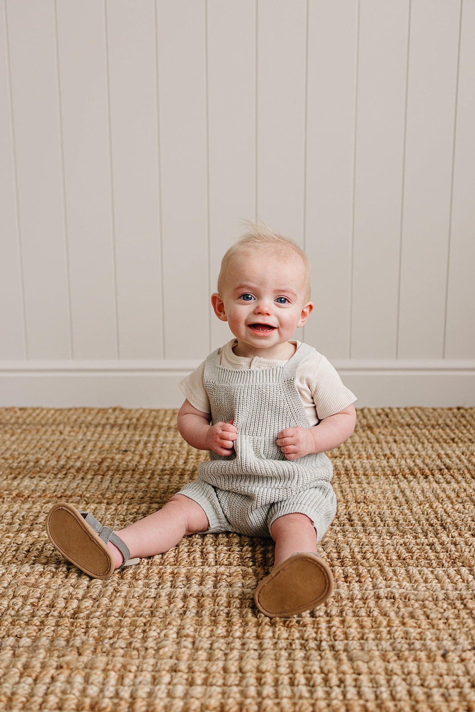 Heather Grey Pocket Knit Overalls, 100% Cotton, Rodeo Collection, Baby