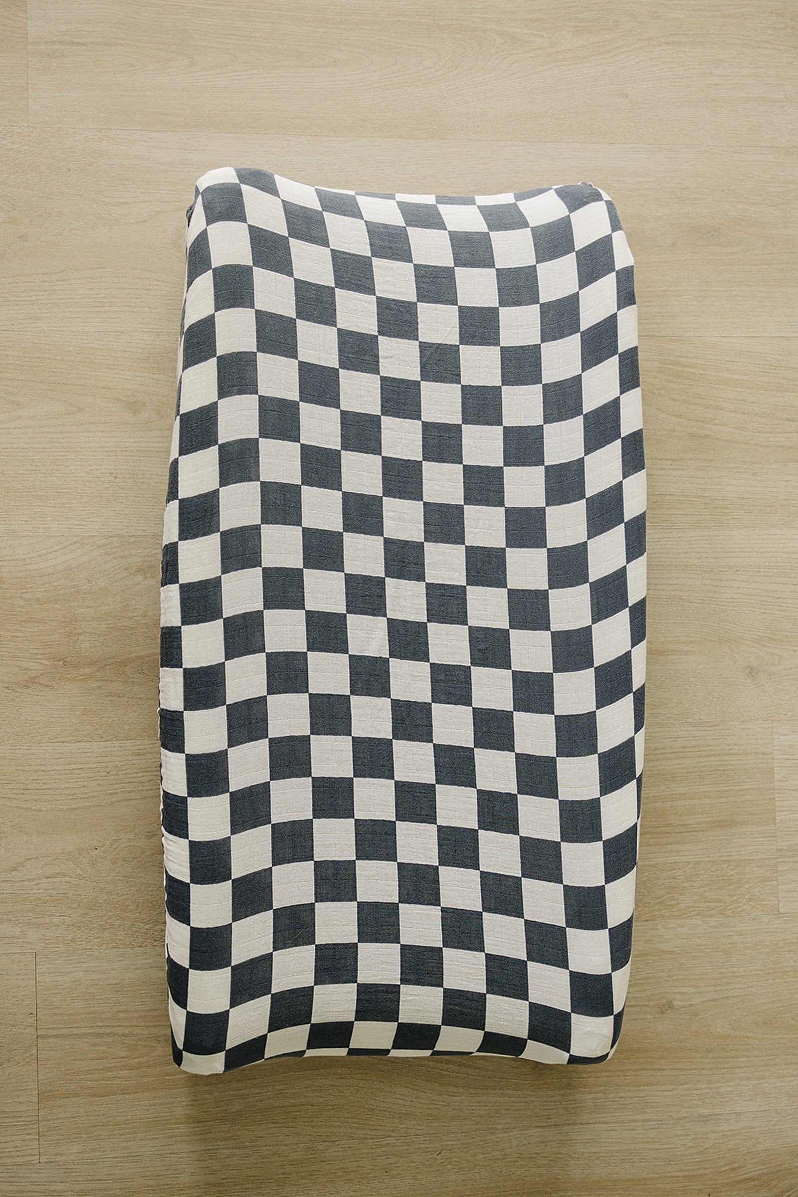 Charcoal Checkered Muslin Changing Pad Cover, Baby Essentials, Gender Neutral, Cotton