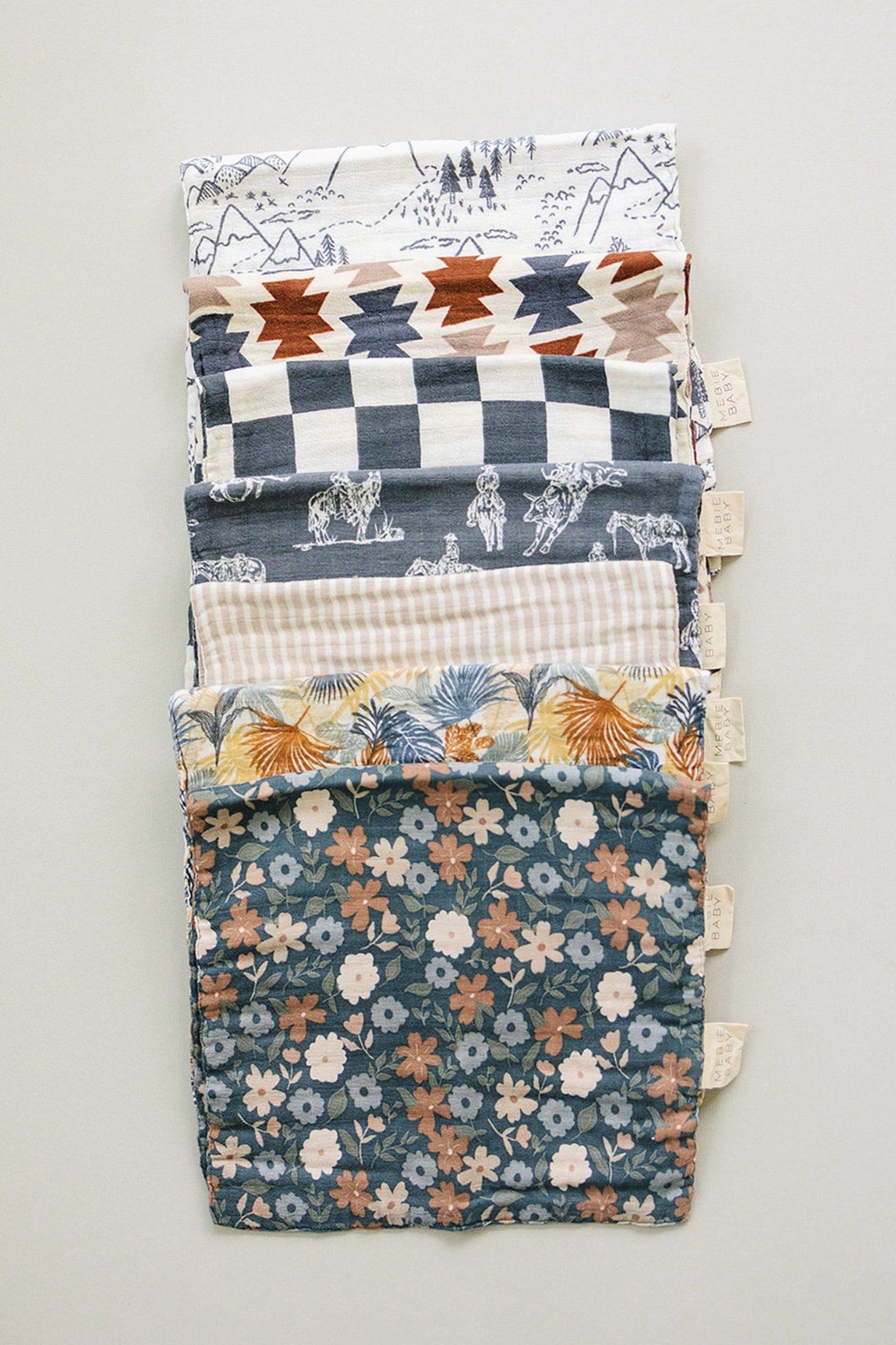 Western Aztec Muslin Burp Cloth, 100% Cotton, Baby Essentials, Rodeo Collection