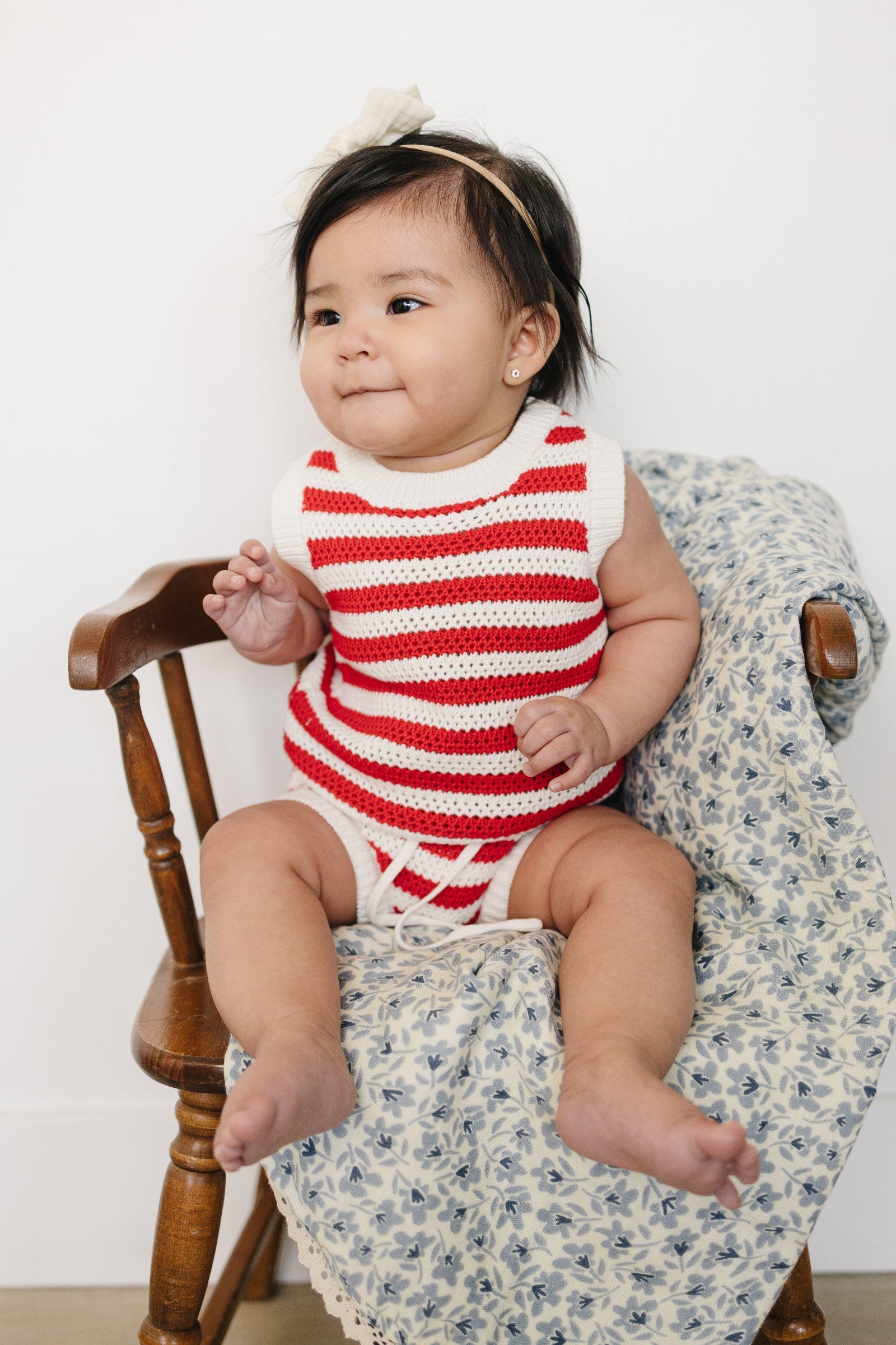Cotton Red Stripe Bloomer Tank Set for Baby Girls