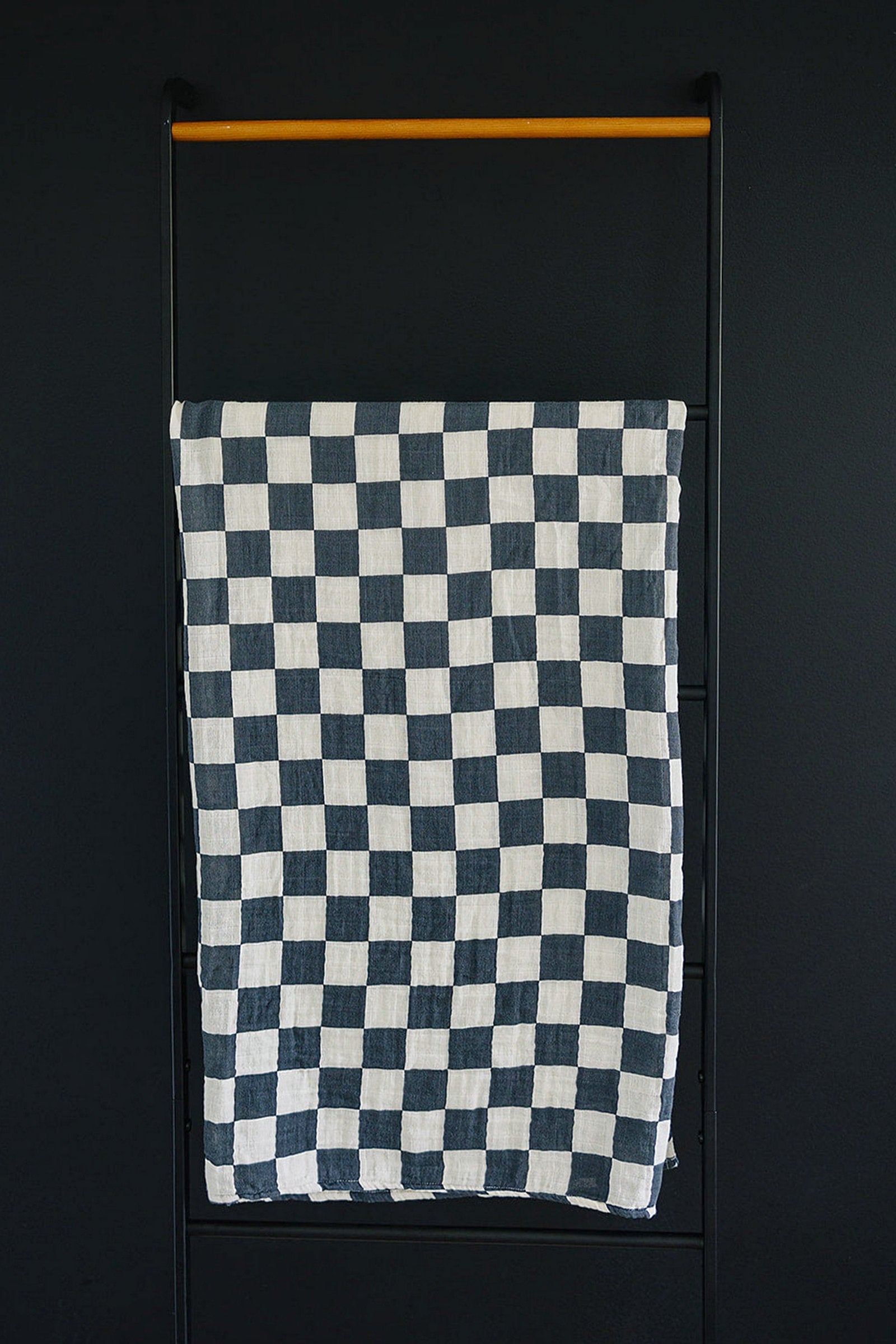 Charcoal Checkered Muslin Swaddle Blanket, Baby Essentials, Gender Neutral, Cotton