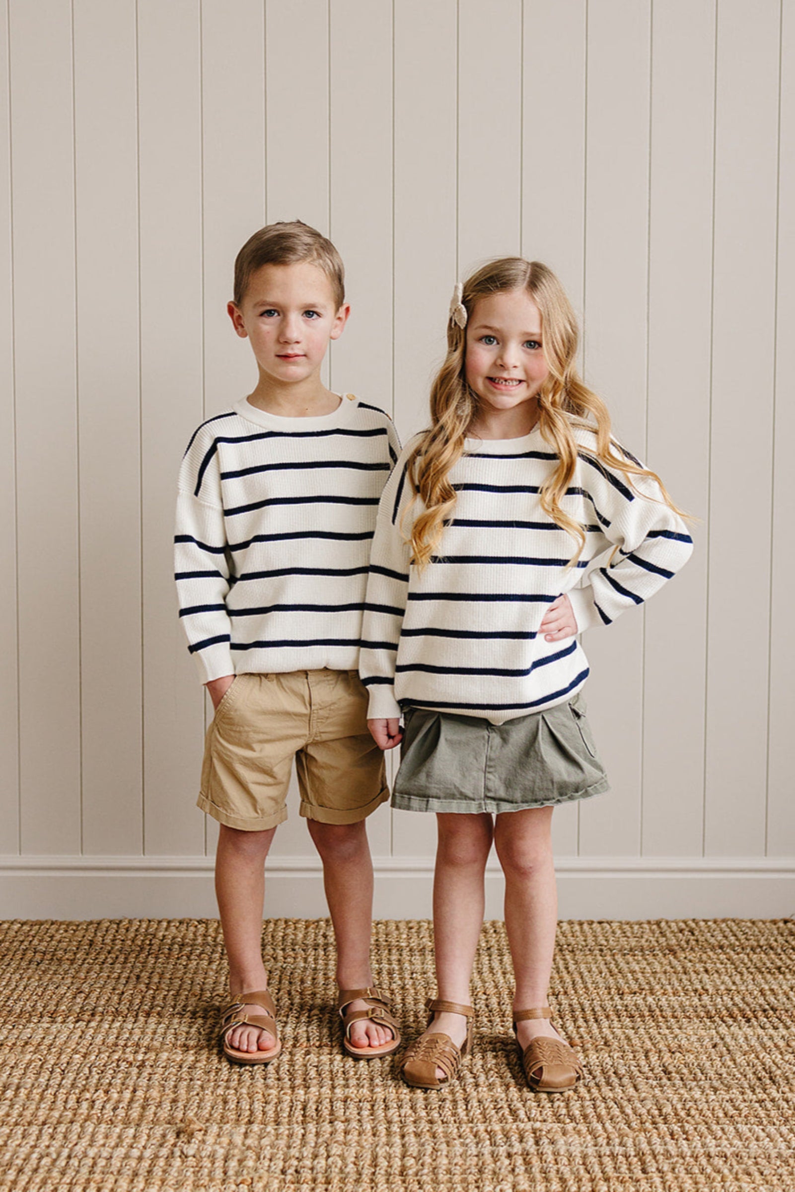 Navy Stripe Knit Sweater, 100% Cotton, Gender Neutral, Baby, Toddler & Kids