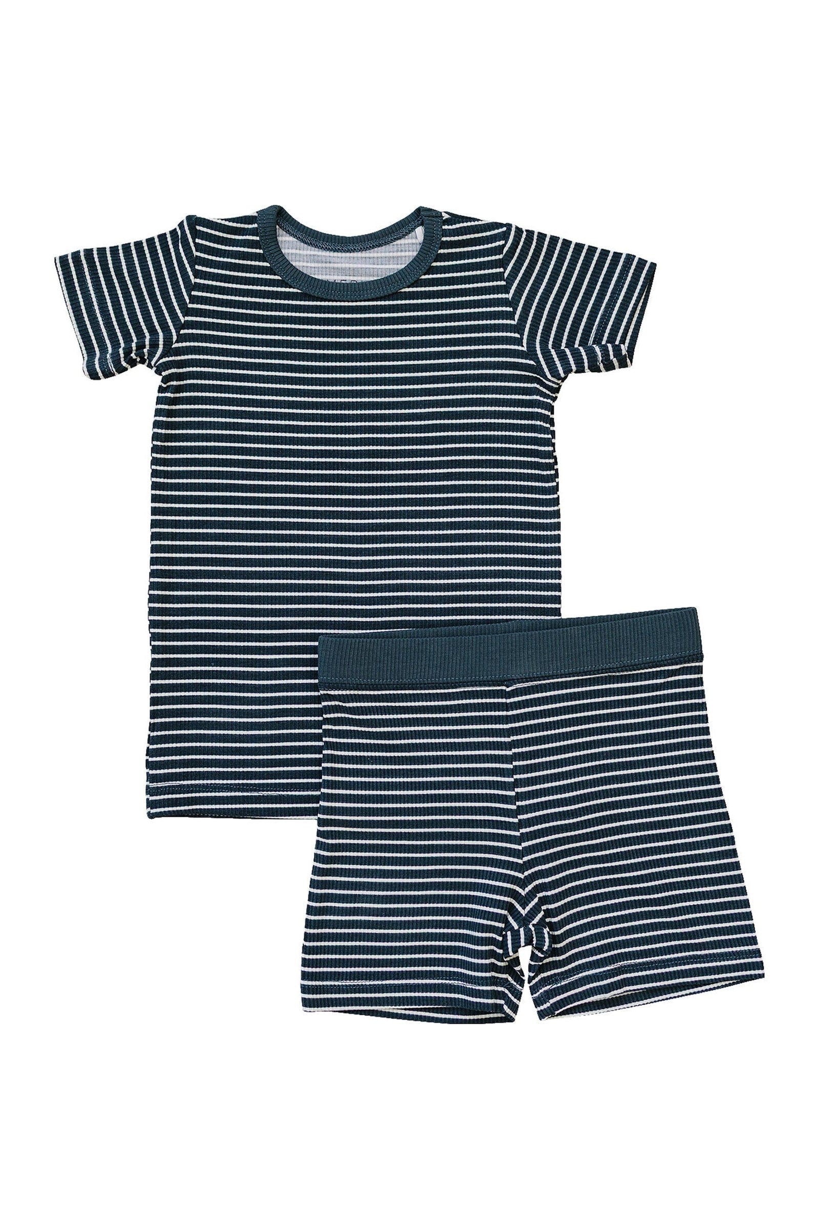 Navy Stripes Ribbed Cozy Shorts Set, Bamboo, Gender Neutral, Baby, Toddler & Kids