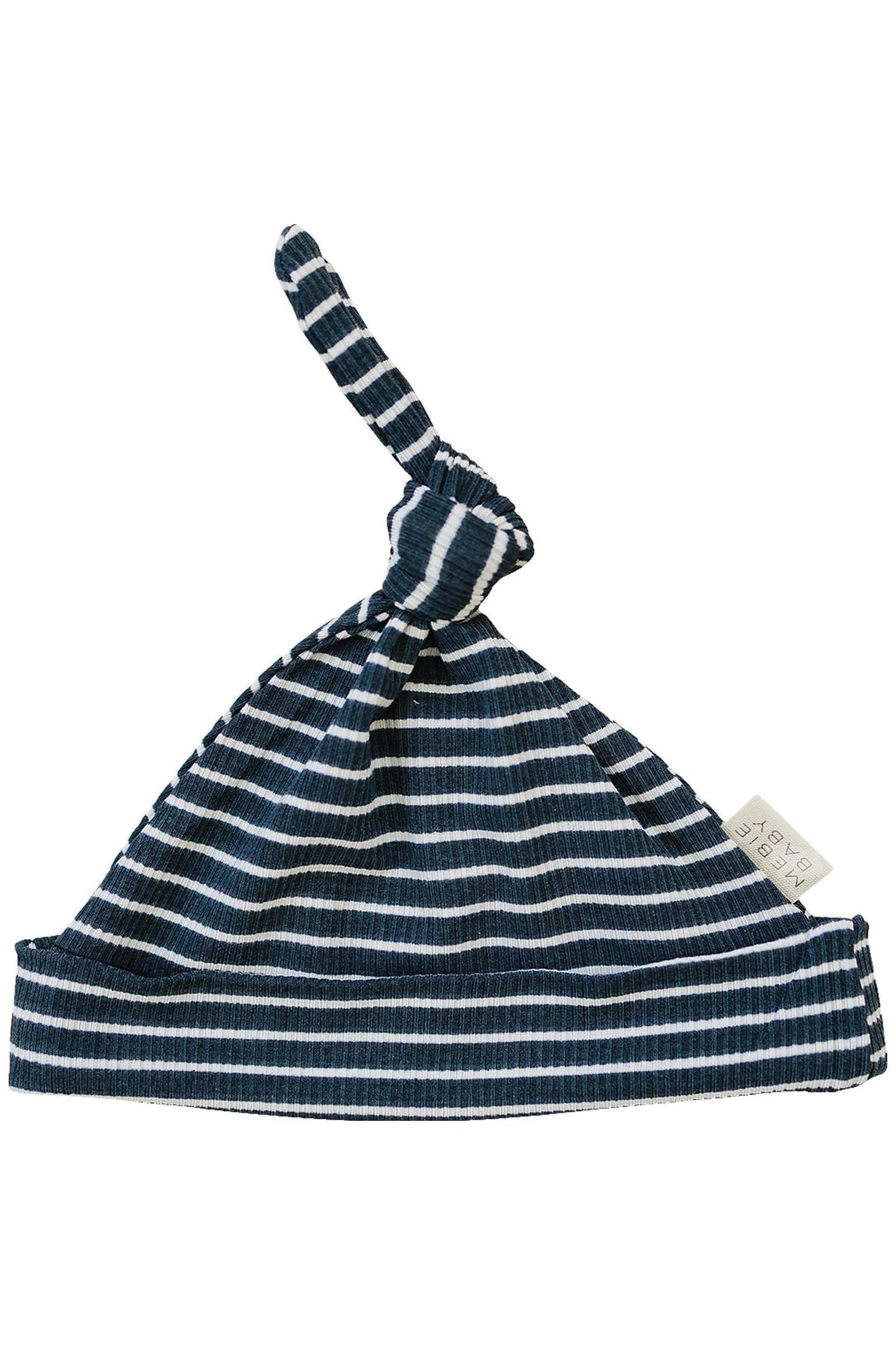 Navy Stripes Ribbed Newborn Knot Hat, Bamboo, Gender Neutral, Baby