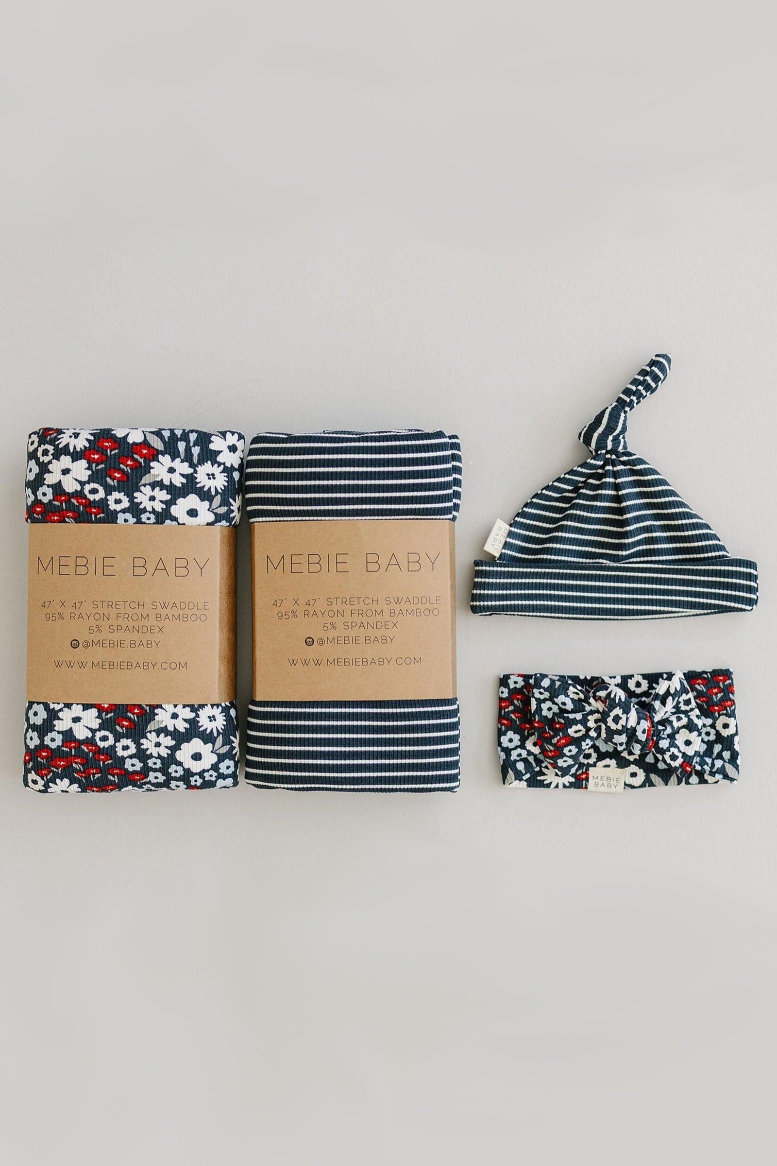 Navy Stripes Ribbed Stretch Swaddle Blanket, Bamboo, Baby Essentials