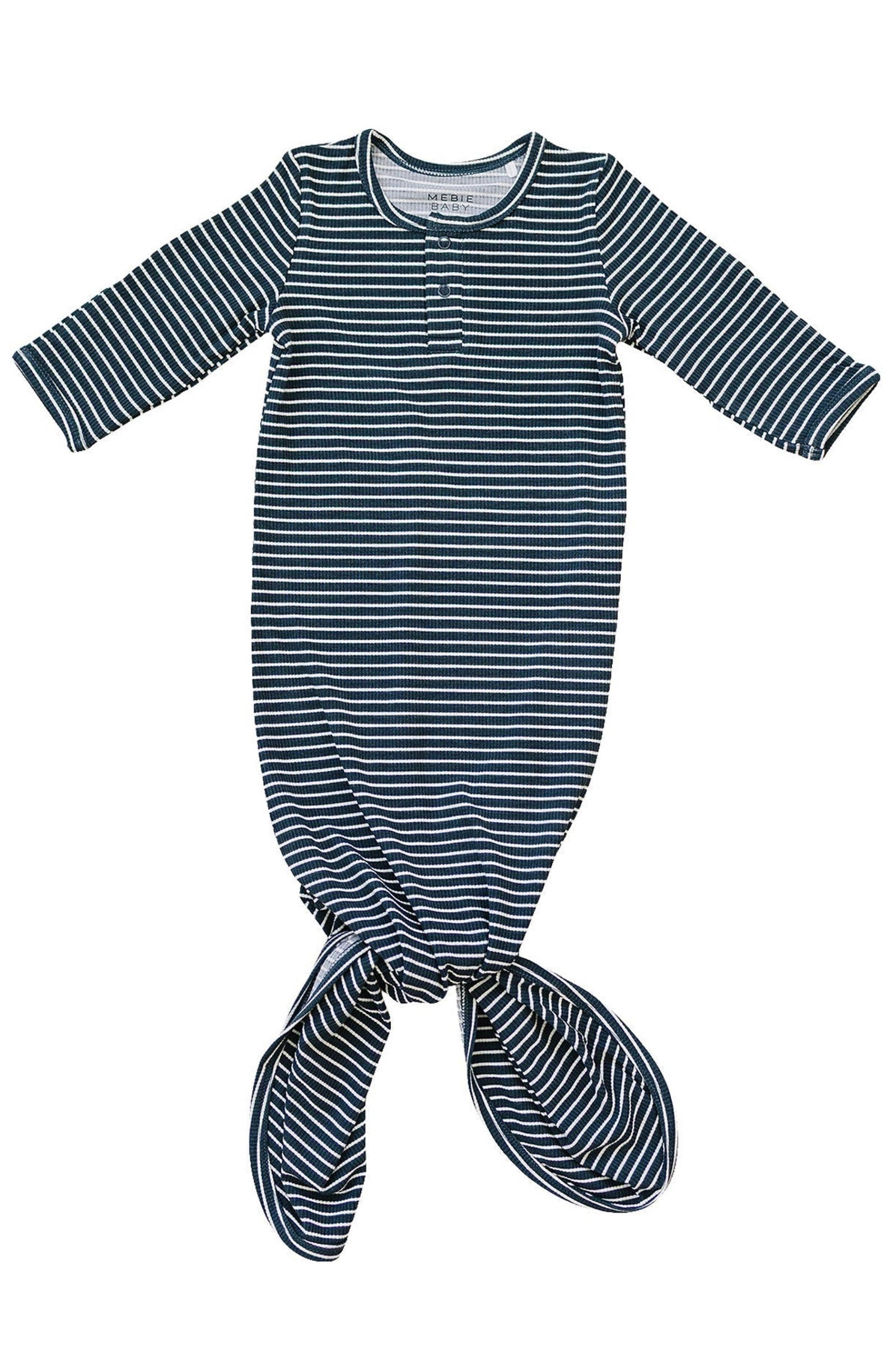 Navy Stripes Knot Gown, Bamboo, Baby Essentials