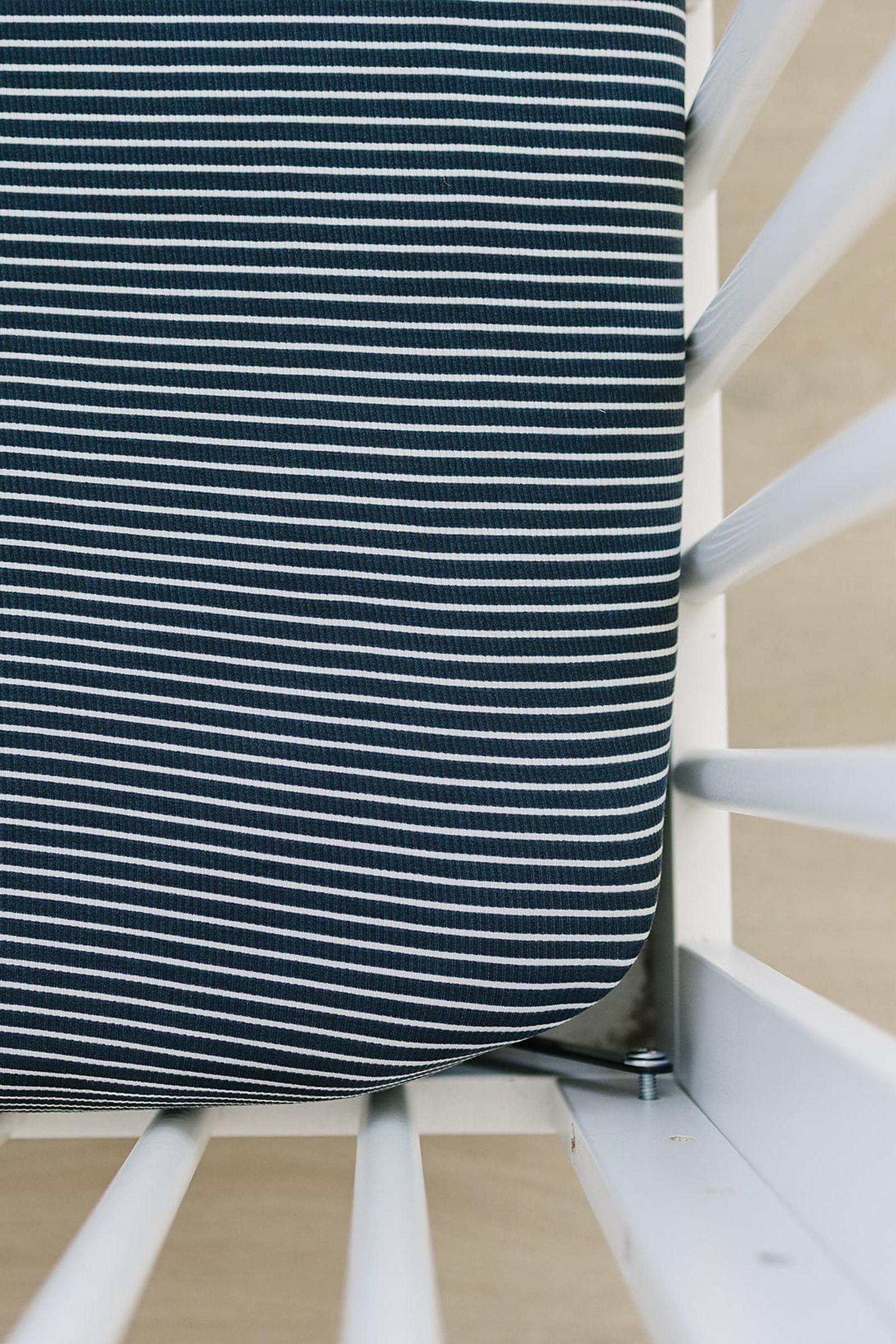 Navy Stripes Stretch Crib Sheet, Bamboo, Baby Essentials