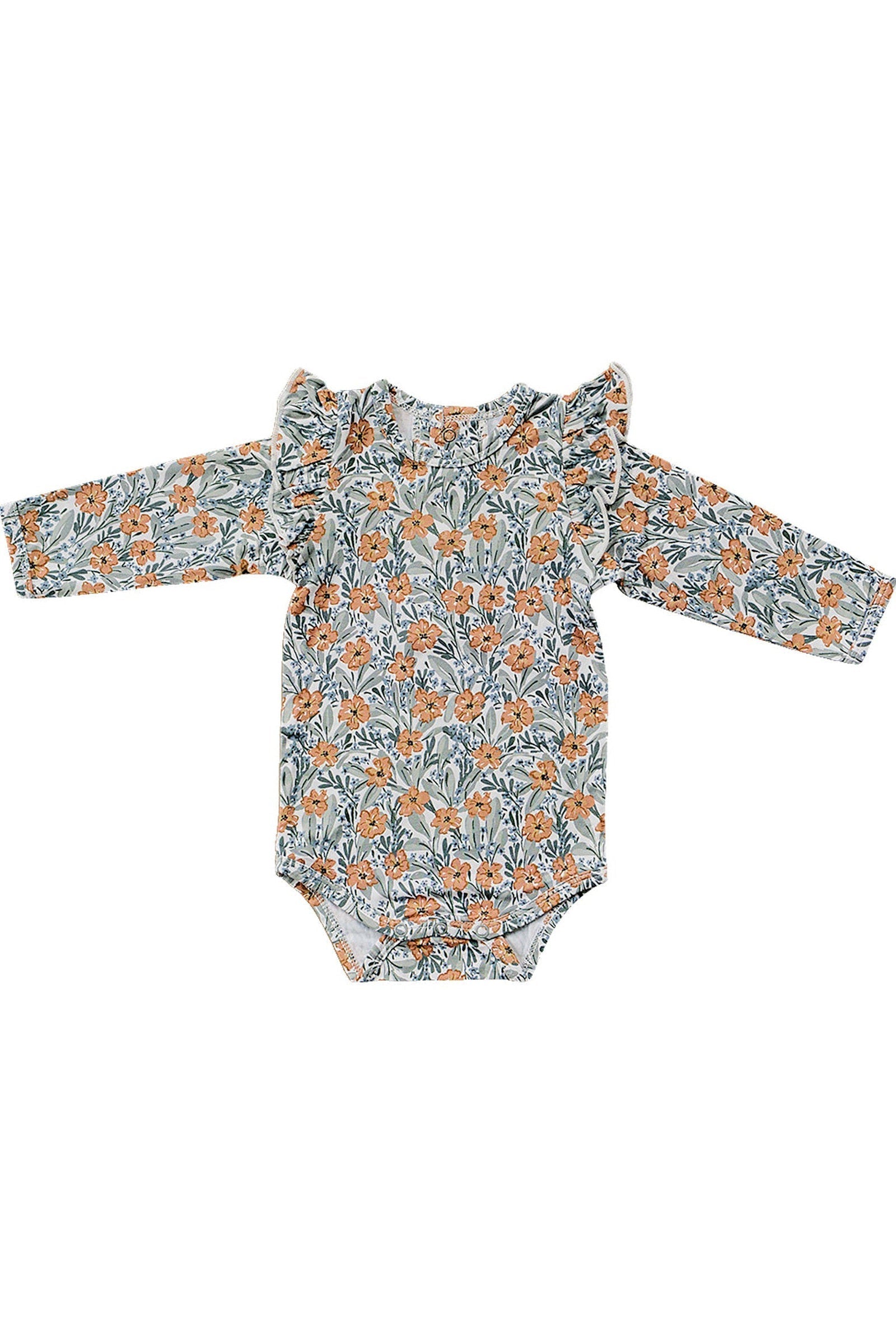 Dainty Meadow Ruffle Sleeve Bodysuit, Bamboo, Baby Essentials