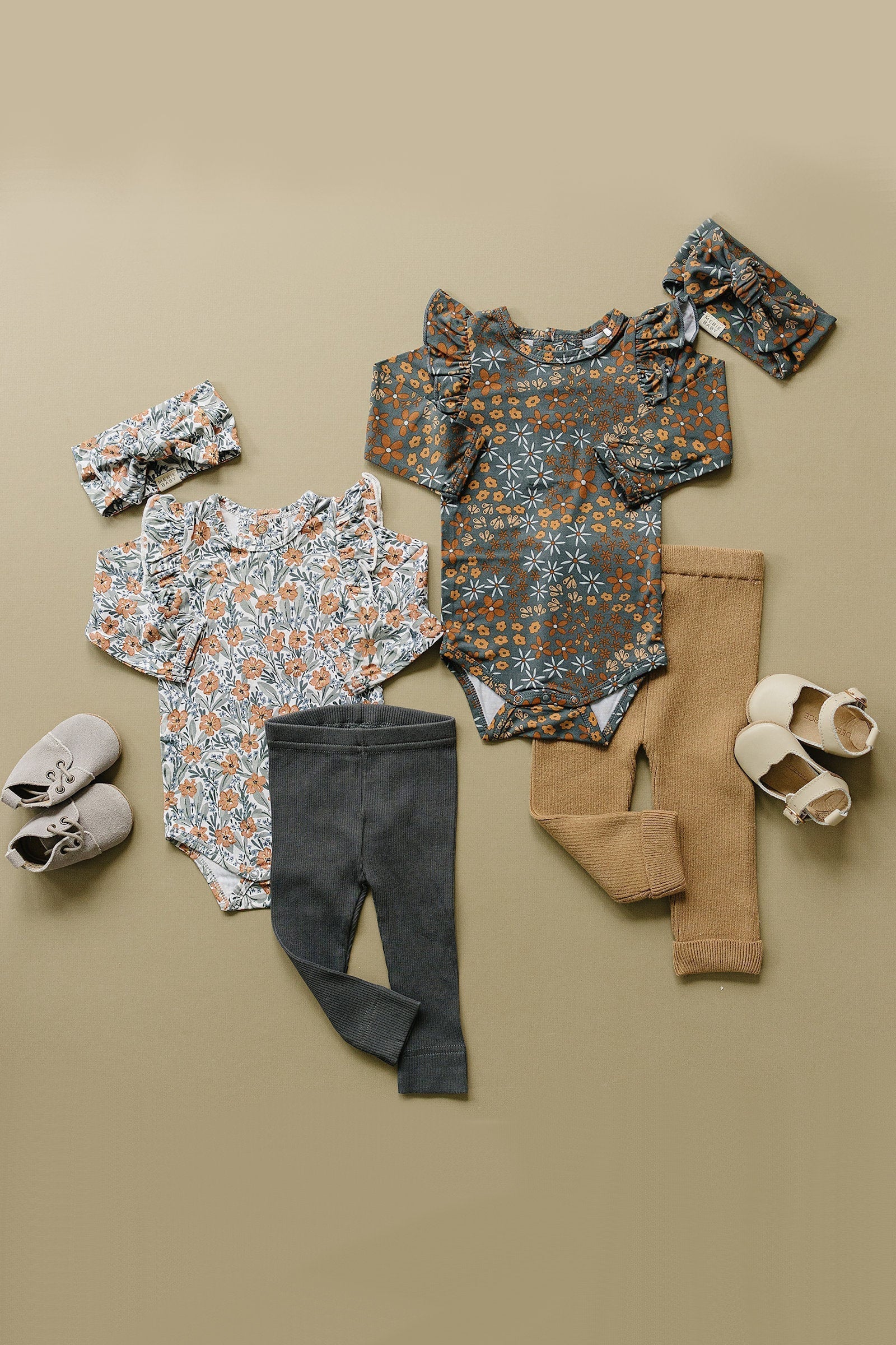 Dainty Meadow Ruffle Sleeve Bodysuit, Bamboo, Baby Essentials