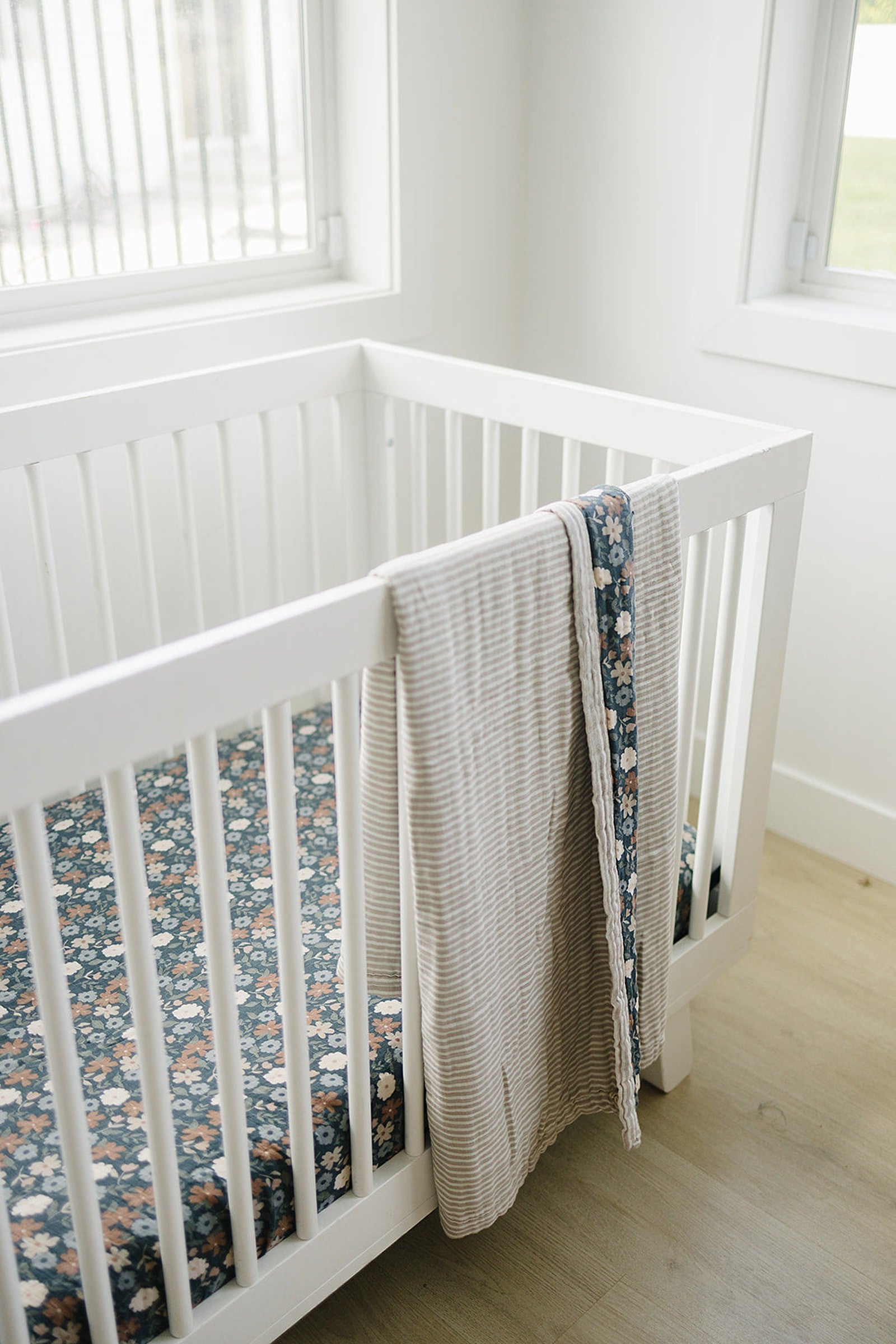 Midnight Floral Muslin Crib Sheet, 100% Cotton, Baby Essentials