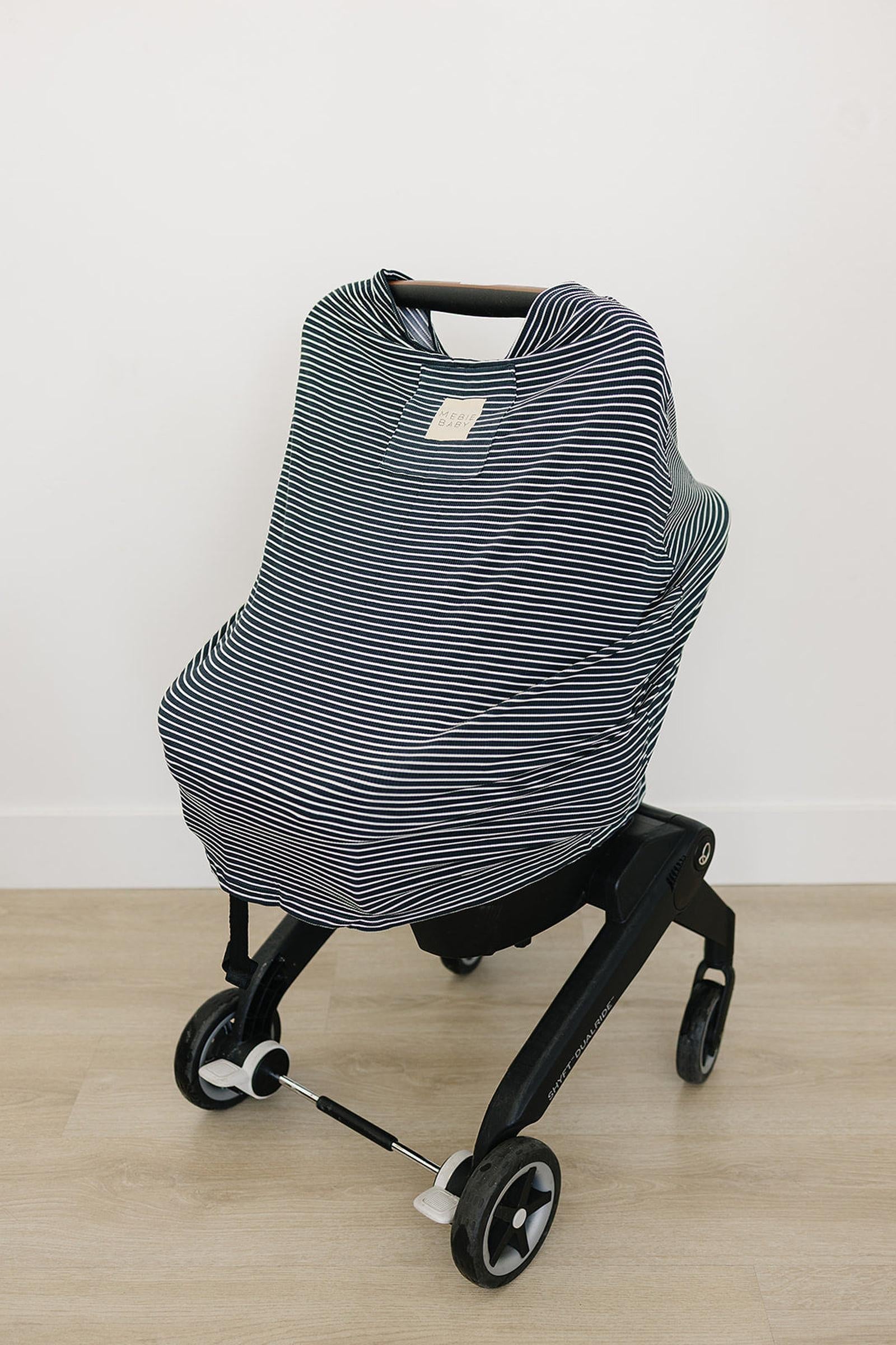 Navy Stripes Ribbed Multi-Use, Bamboo, Car Seat & Nursing Cover, Gender Neutral, Baby