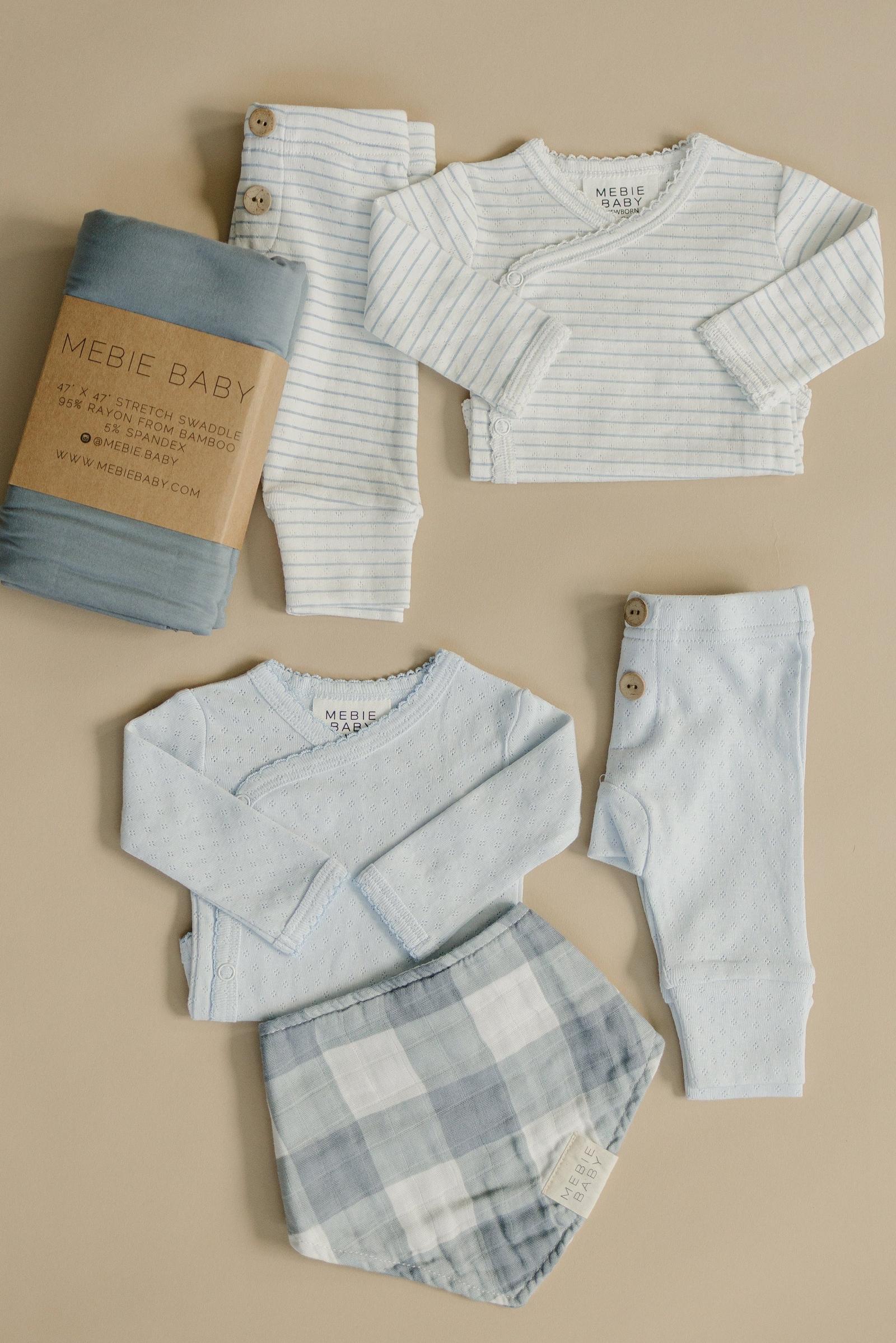 Blue Stripe Pointelle Baby Layette Set