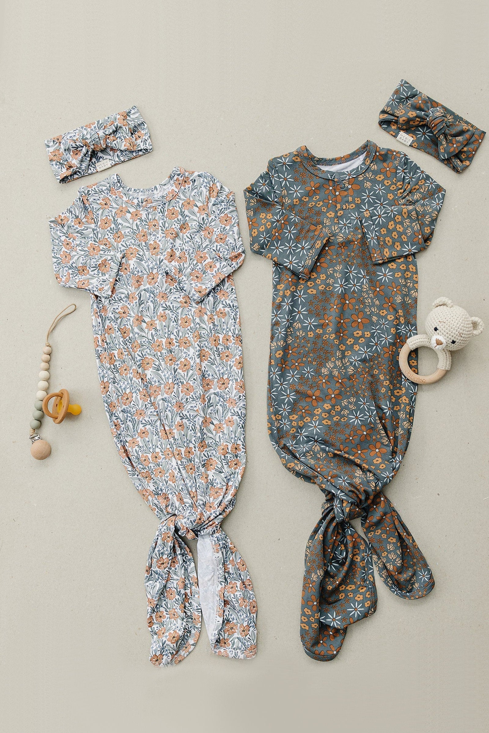 Dainty Meadow Knot Gown, Bamboo, Baby Essentials