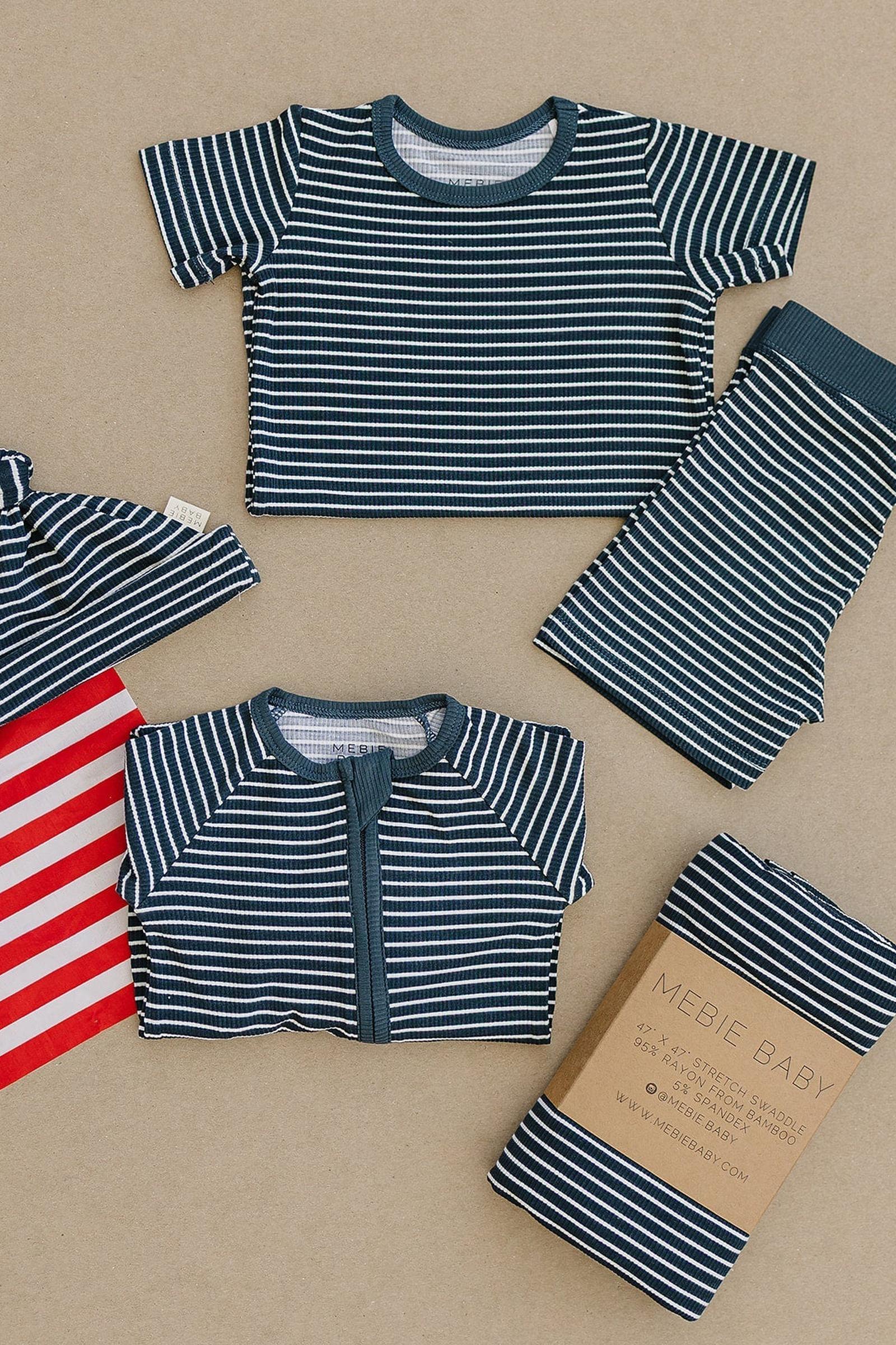 Navy Stripes Ribbed Newborn Knot Hat, Bamboo, Gender Neutral, Baby