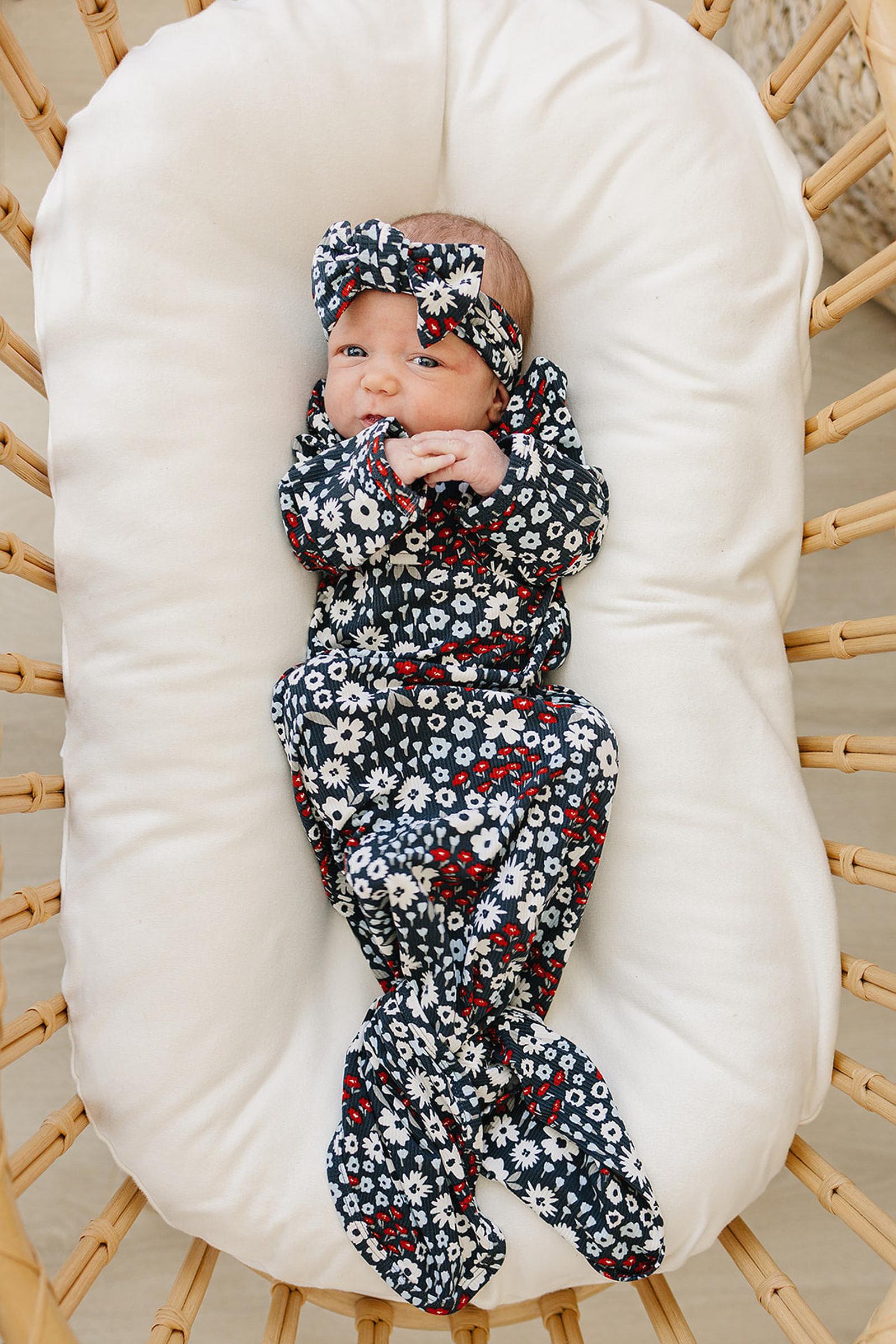 Americana Floral Knot Gown, Bamboo, Baby Essentials