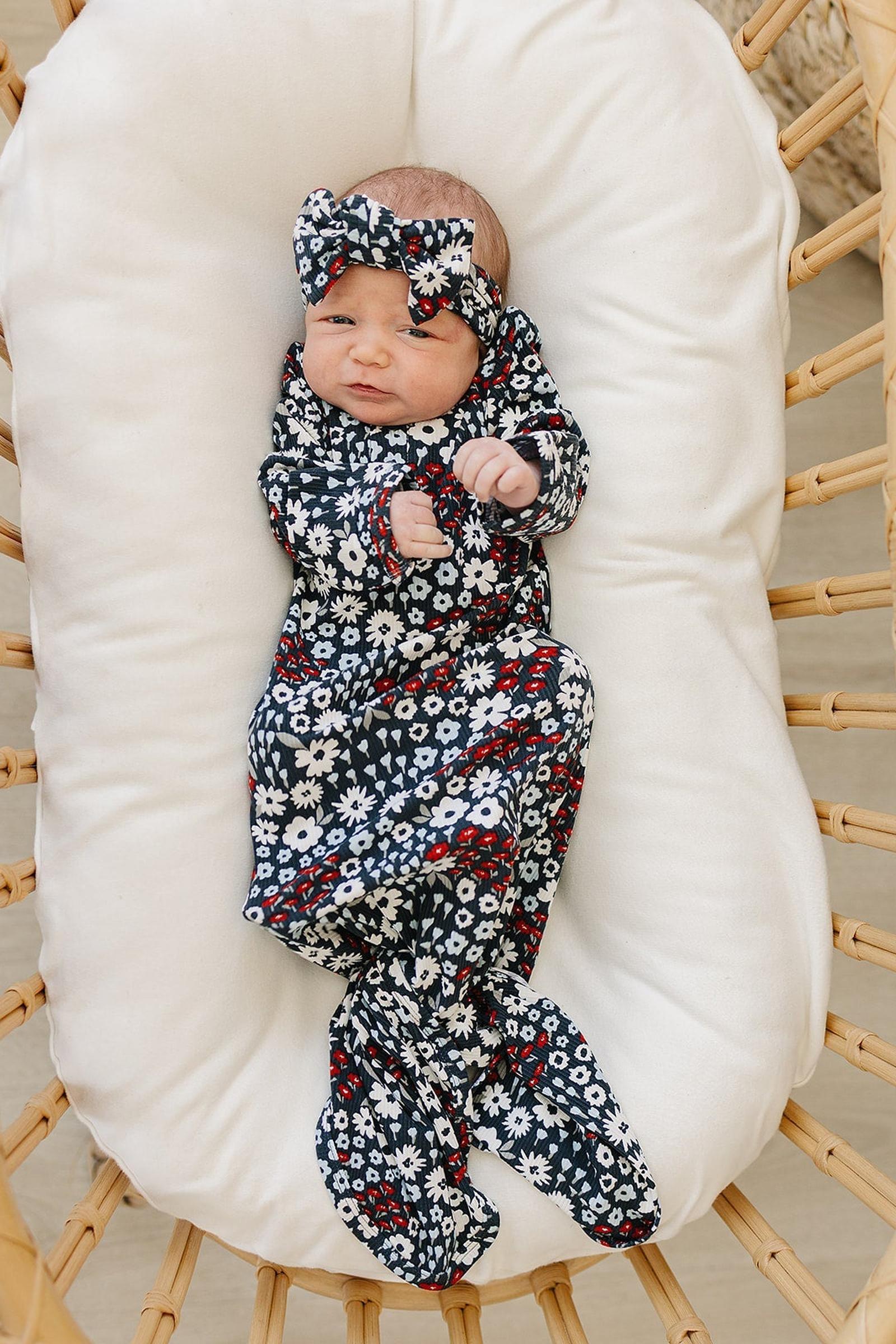 Americana Floral Ribbed Head Wrap, Bamboo, Baby