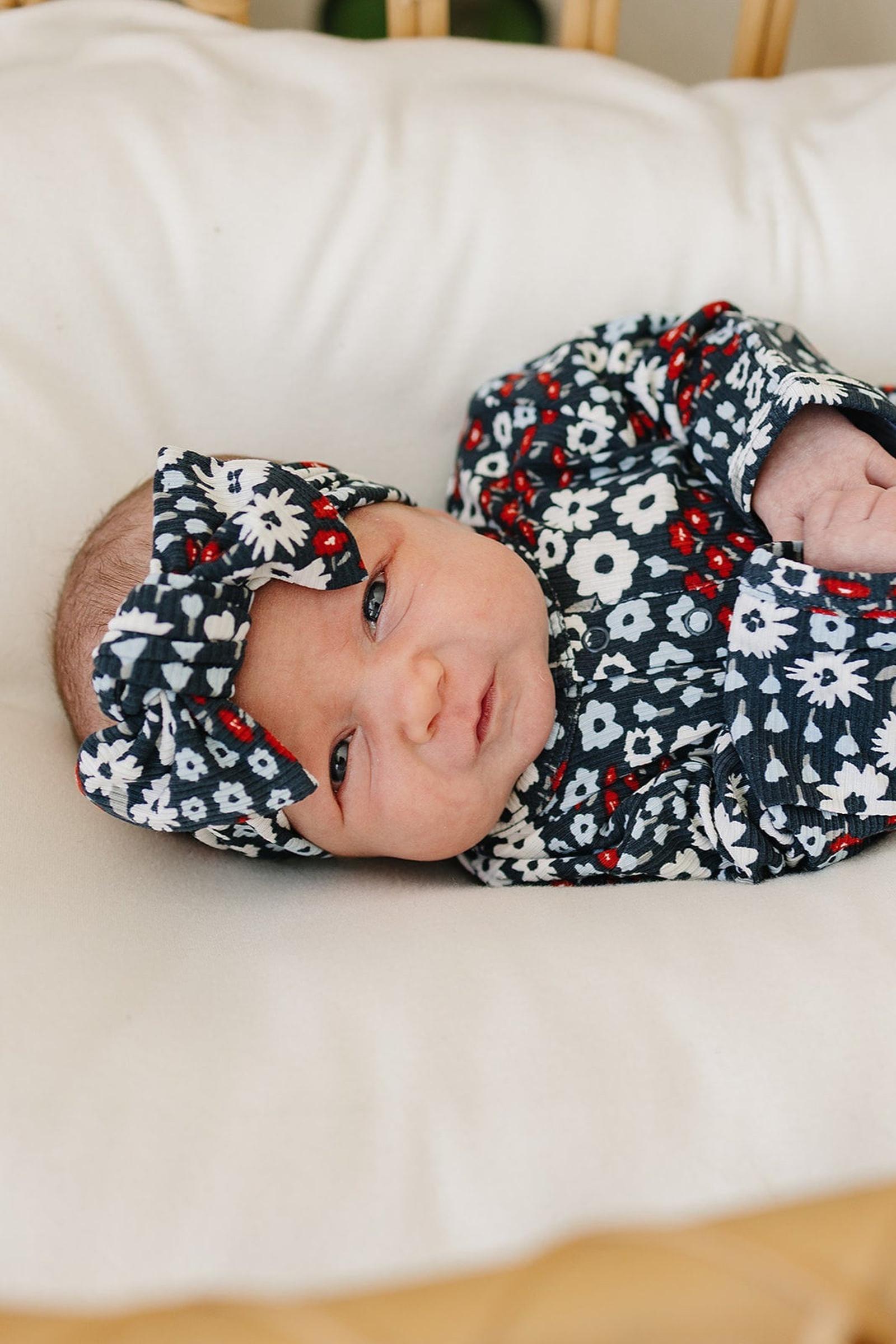 Americana Floral Ribbed Head Wrap, Bamboo, Baby