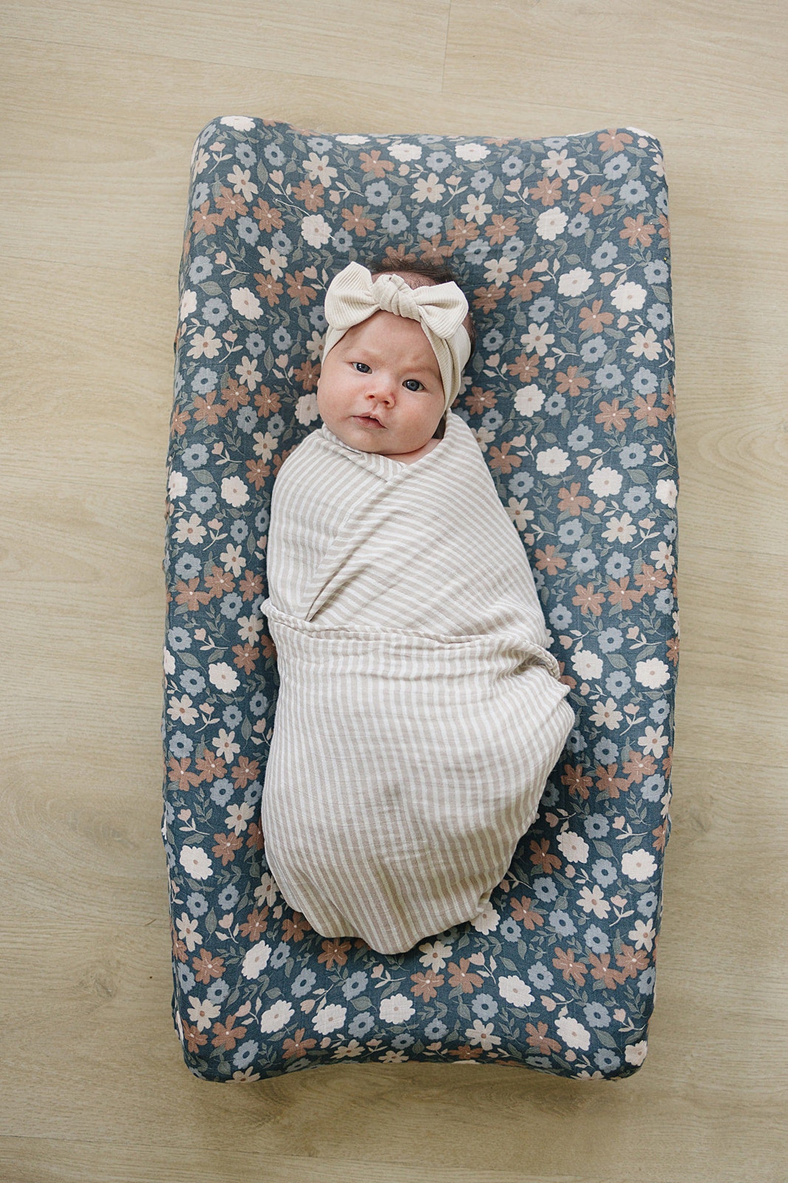 Midnight Floral Print Muslin Changing Pad Cover, 100% Cotton, Baby Essentials
