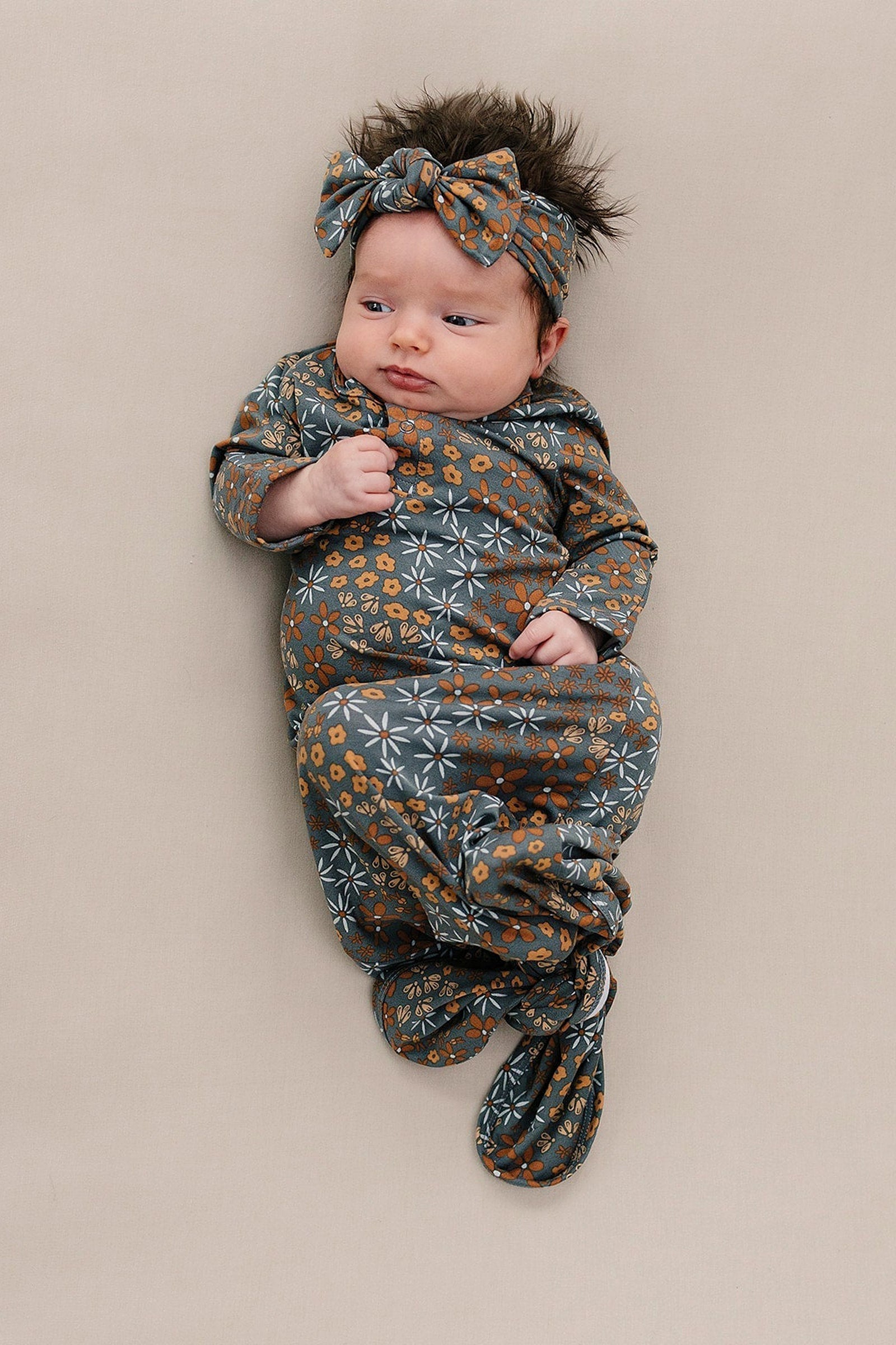 Baby Girl Navy Floral Head Wrap, Bamboo, Baby