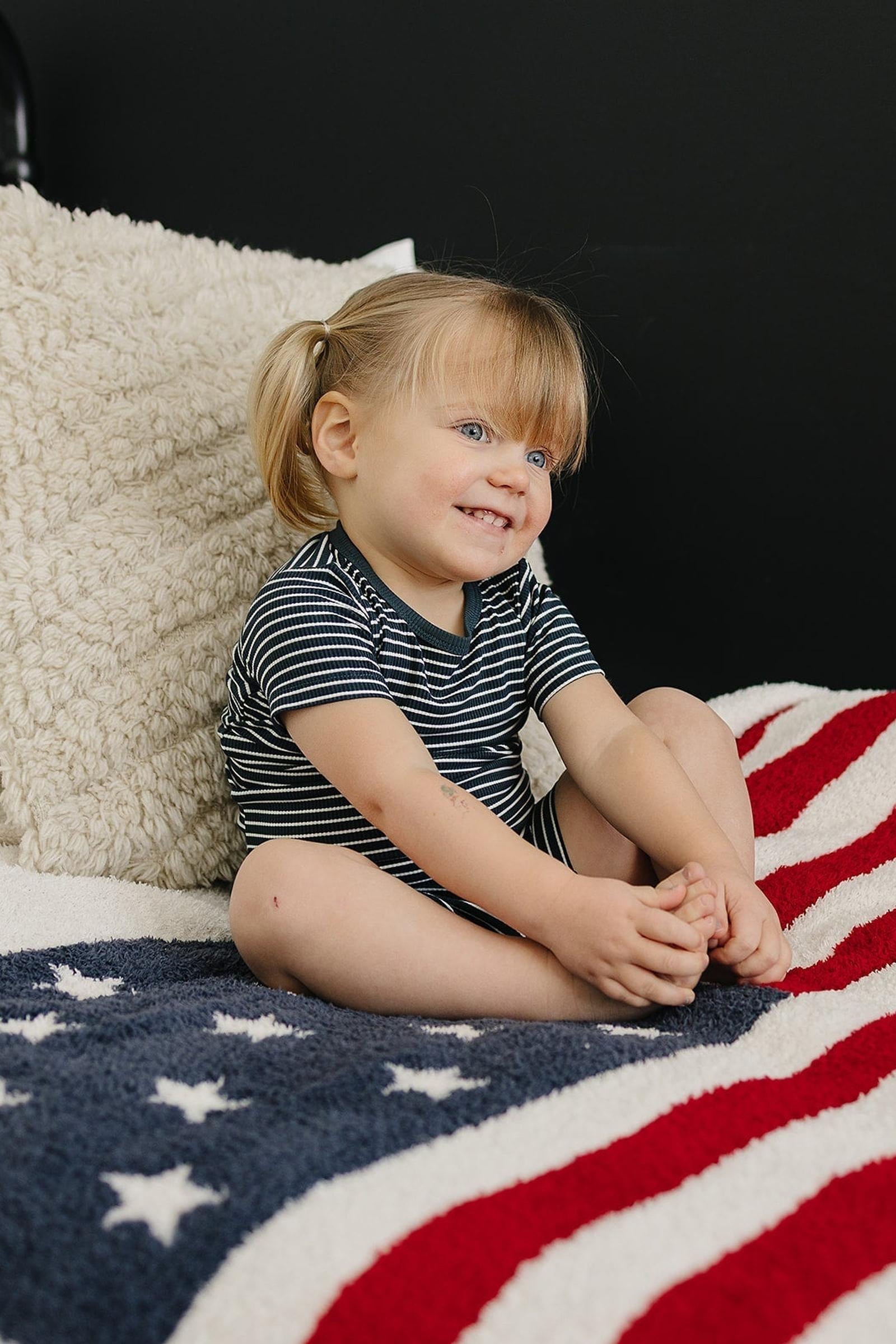 Navy Stripes Ribbed Cozy Shorts Set, Bamboo, Gender Neutral, Baby, Toddler & Kids