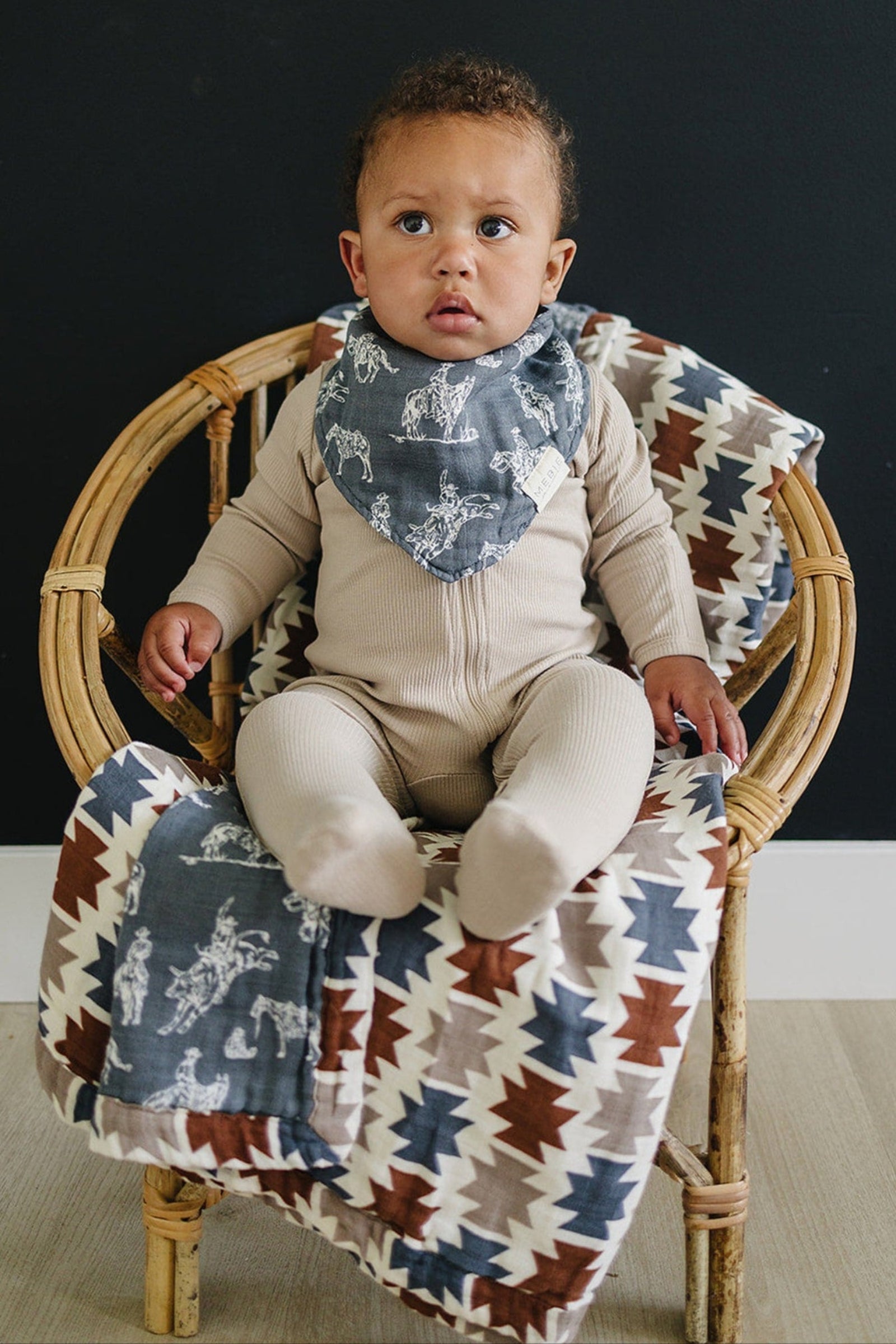 Wild West Muslin Bib, 100% Cotton, Rodeo Collection, Gender Neutral, Baby