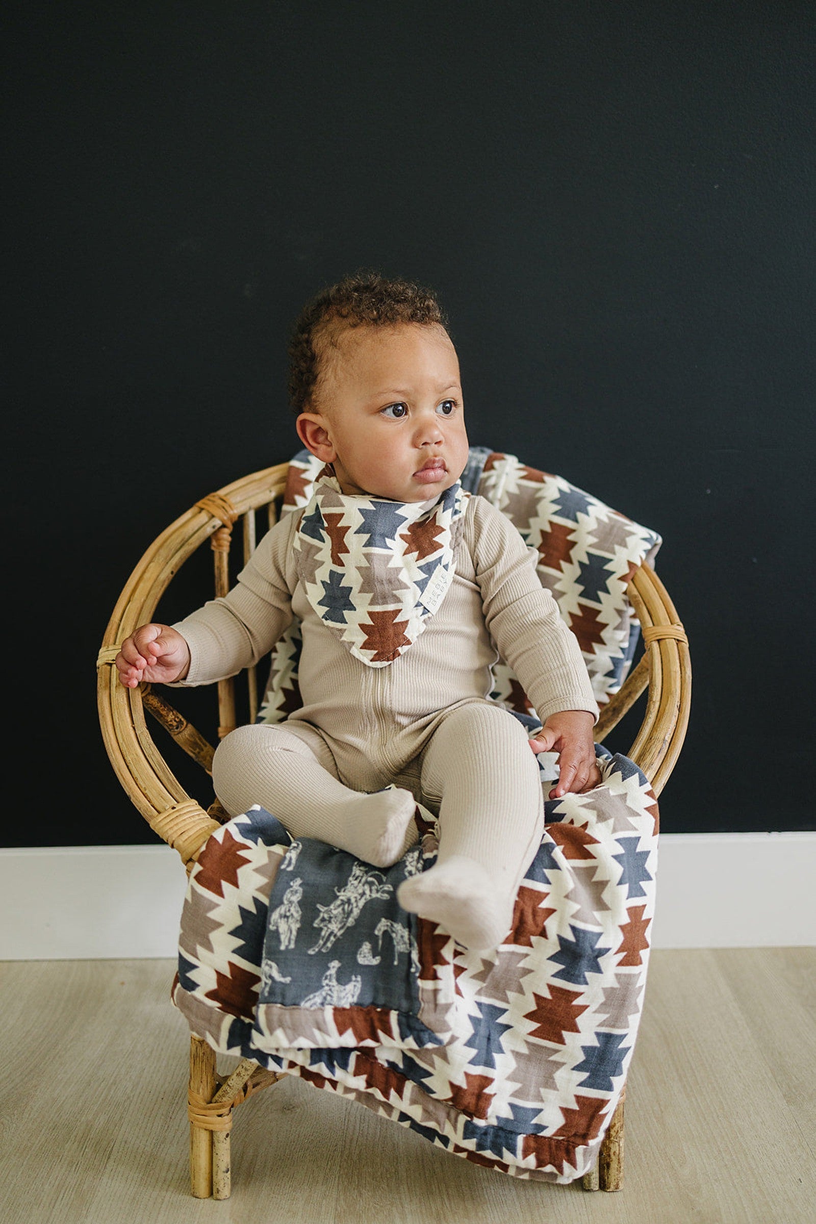 Western Aztec Muslin Bib, Rodeo Collection, Baby Essentials