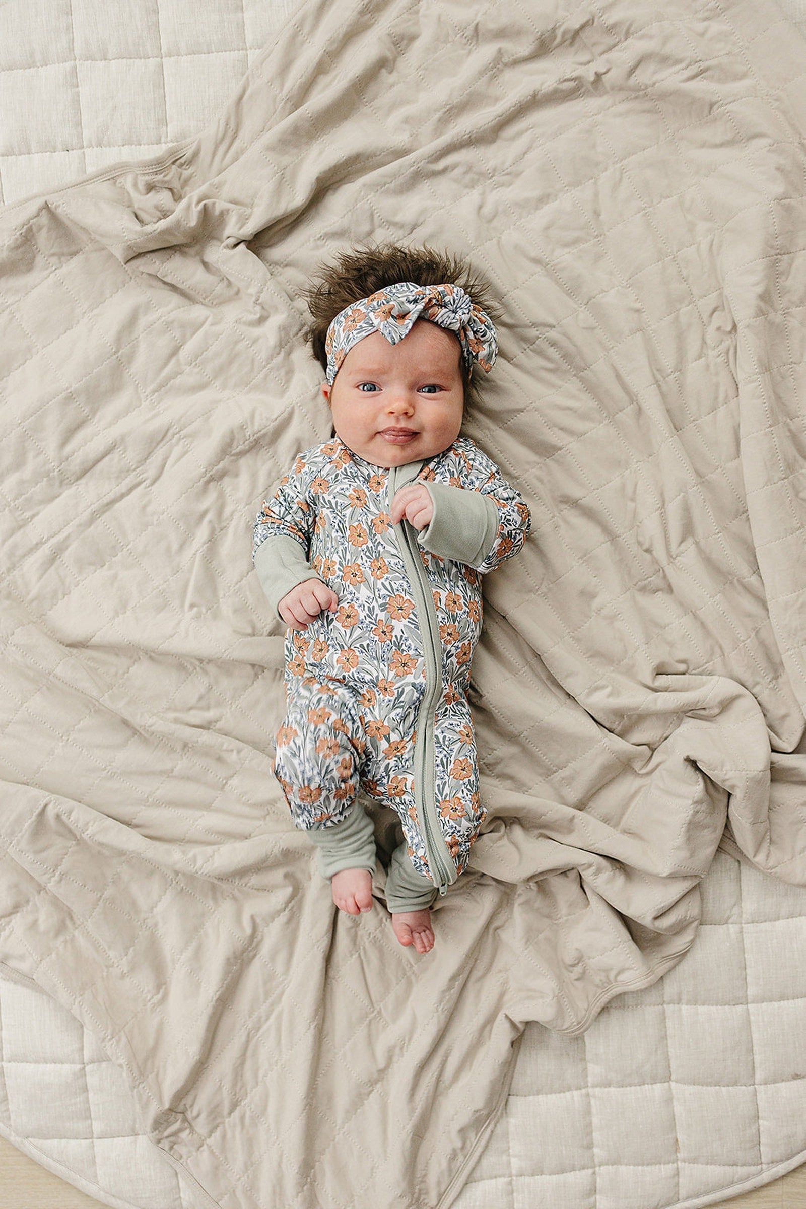 Dainty Meadow Zipper Pajama, Bamboo, Baby Essentials
