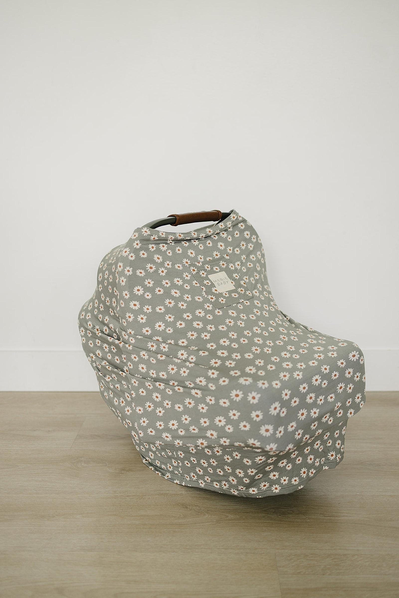 Light Green Daisy Multi-Use, Bamboo, Car Seat & Nursing Cover, Baby