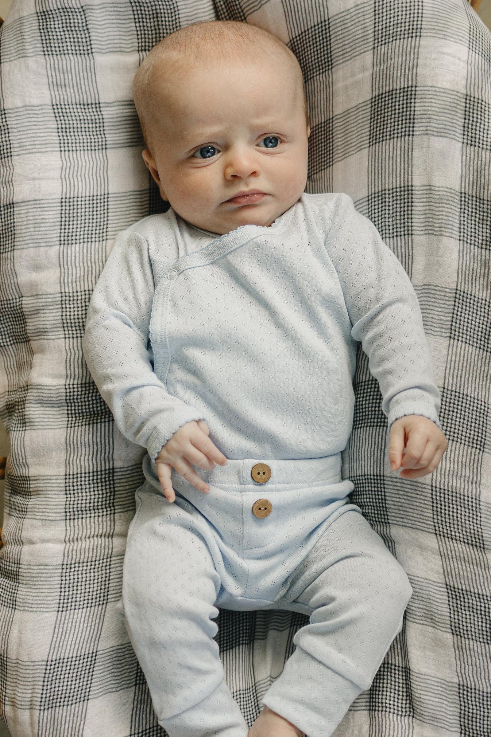 Blue Pointelle Baby Boy Layette Set