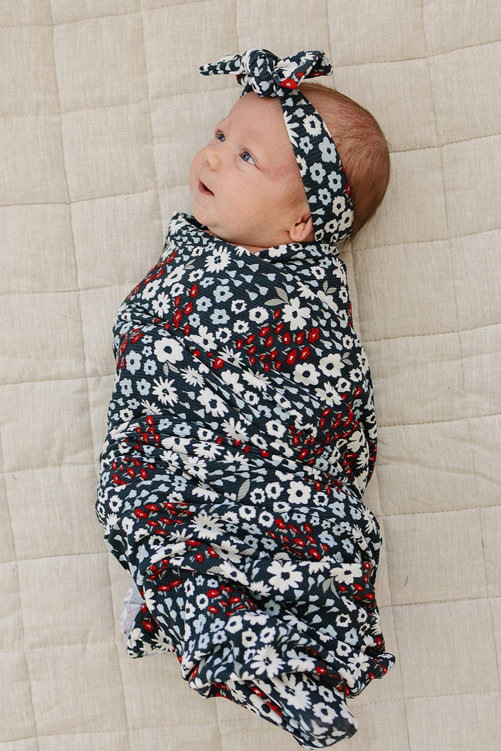 Americana Floral Ribbed Head Wrap, Bamboo, Baby