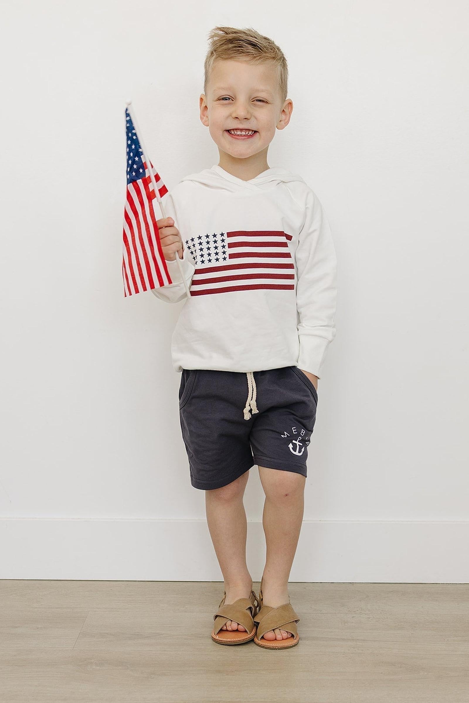 Flag Hooded Sweatshirt, Patriotic, Cotton, Gender Neutral, Baby, Toddler & Kids