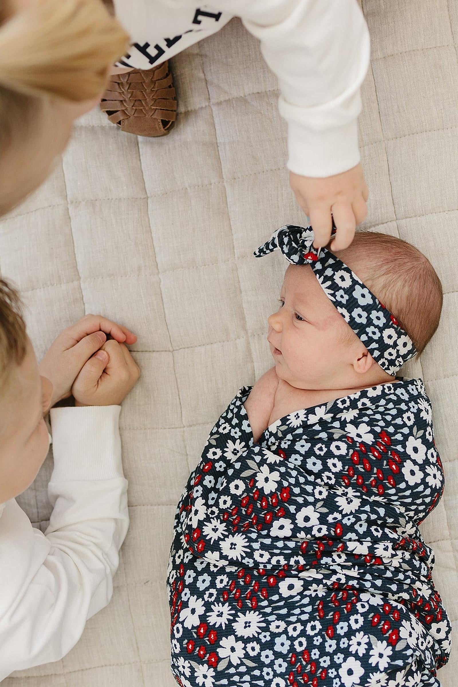 Americana Floral Ribbed Stretch Swaddle Blanket, Bamboo, Baby Essentials